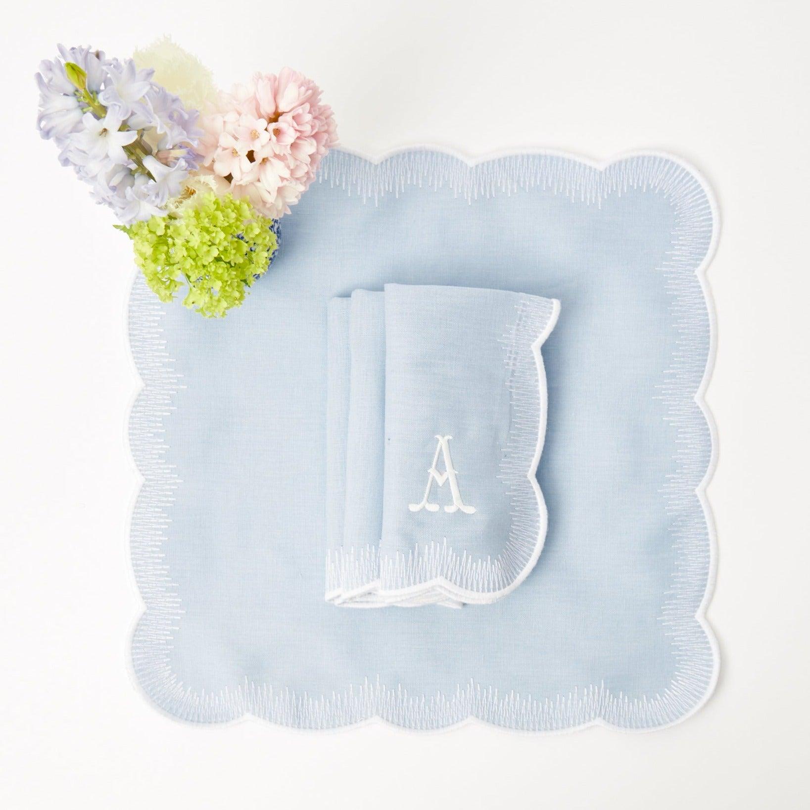 Mushroom Blue Linen Napkins (Set of 4) – Mrs. Alice