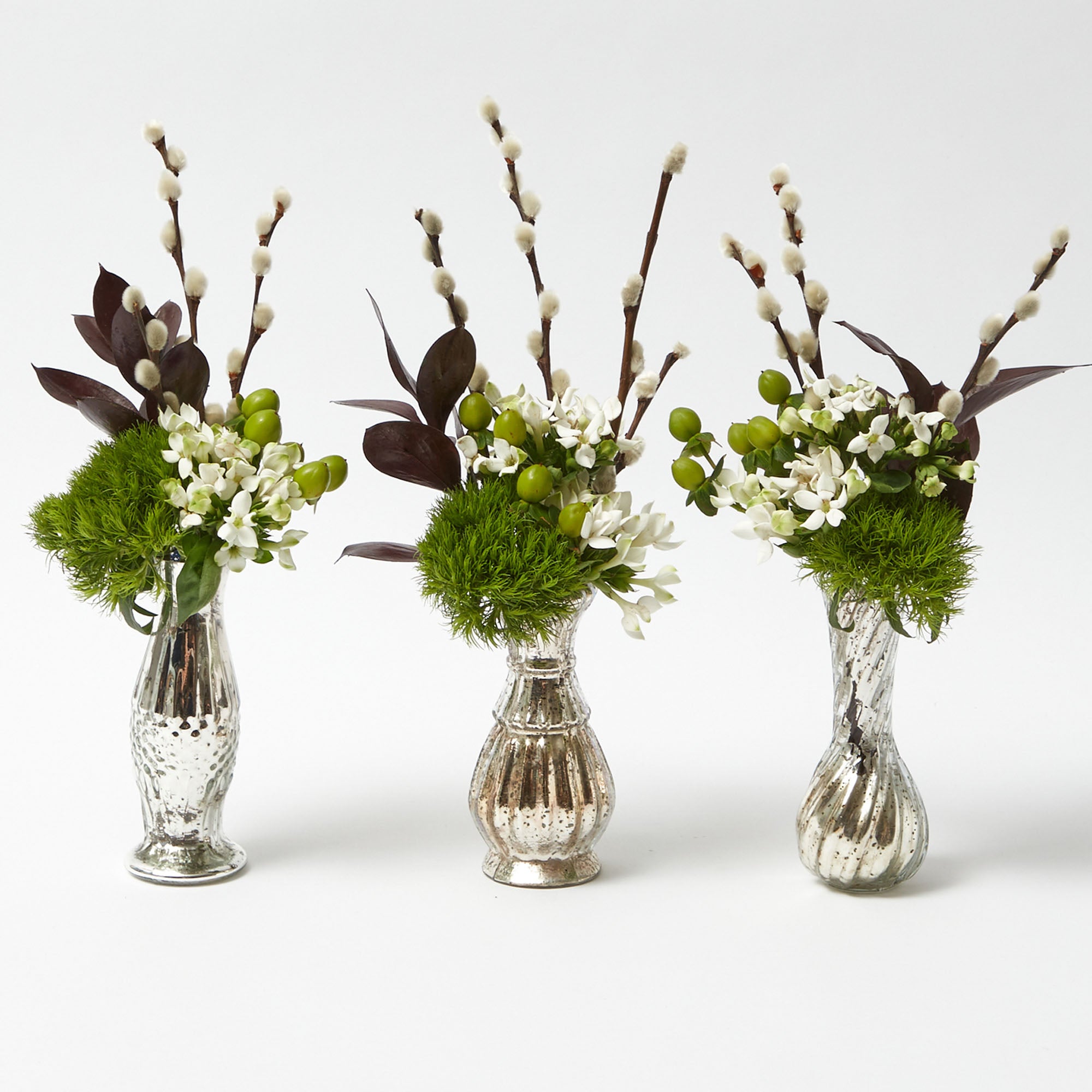 Trio Of Mercury Bud Vases 7628