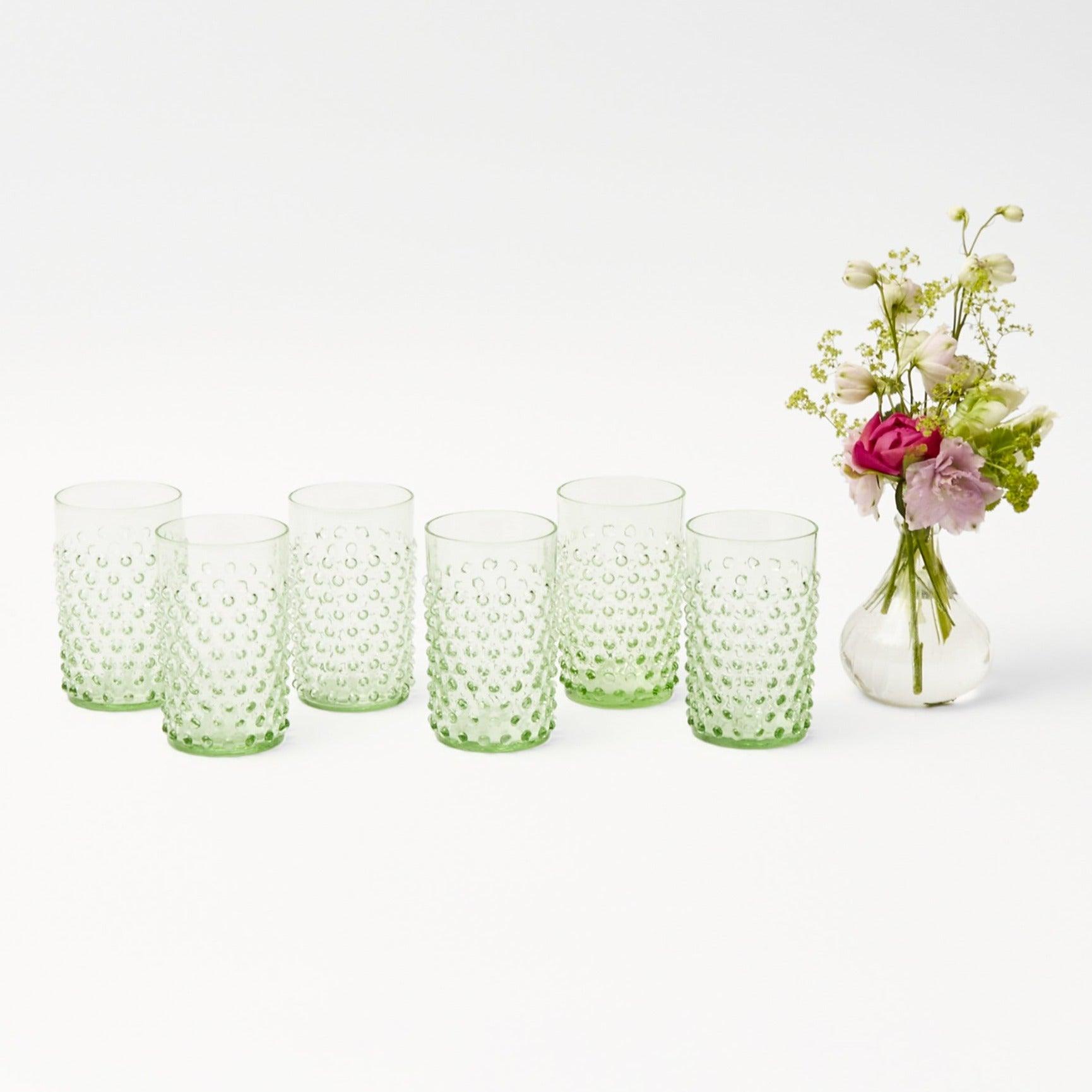 Olive Green Hobnail Glasses (Set of 6) – Mrs. Alice