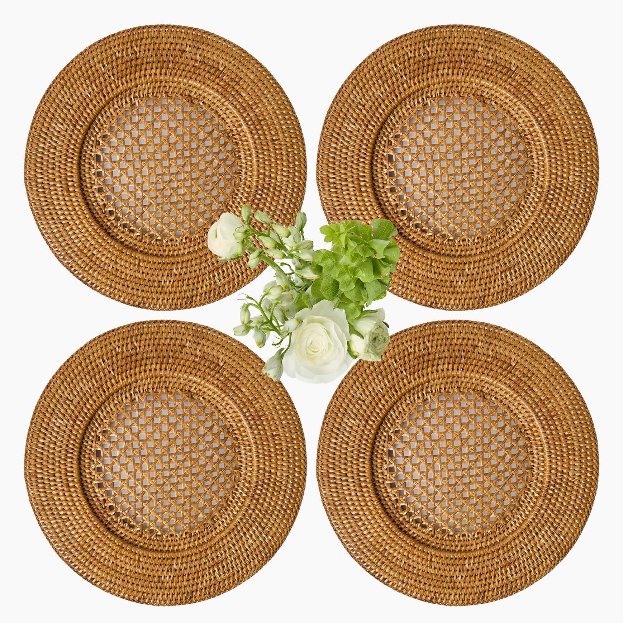 Brown Rattan Charger Plates (Set of 4)