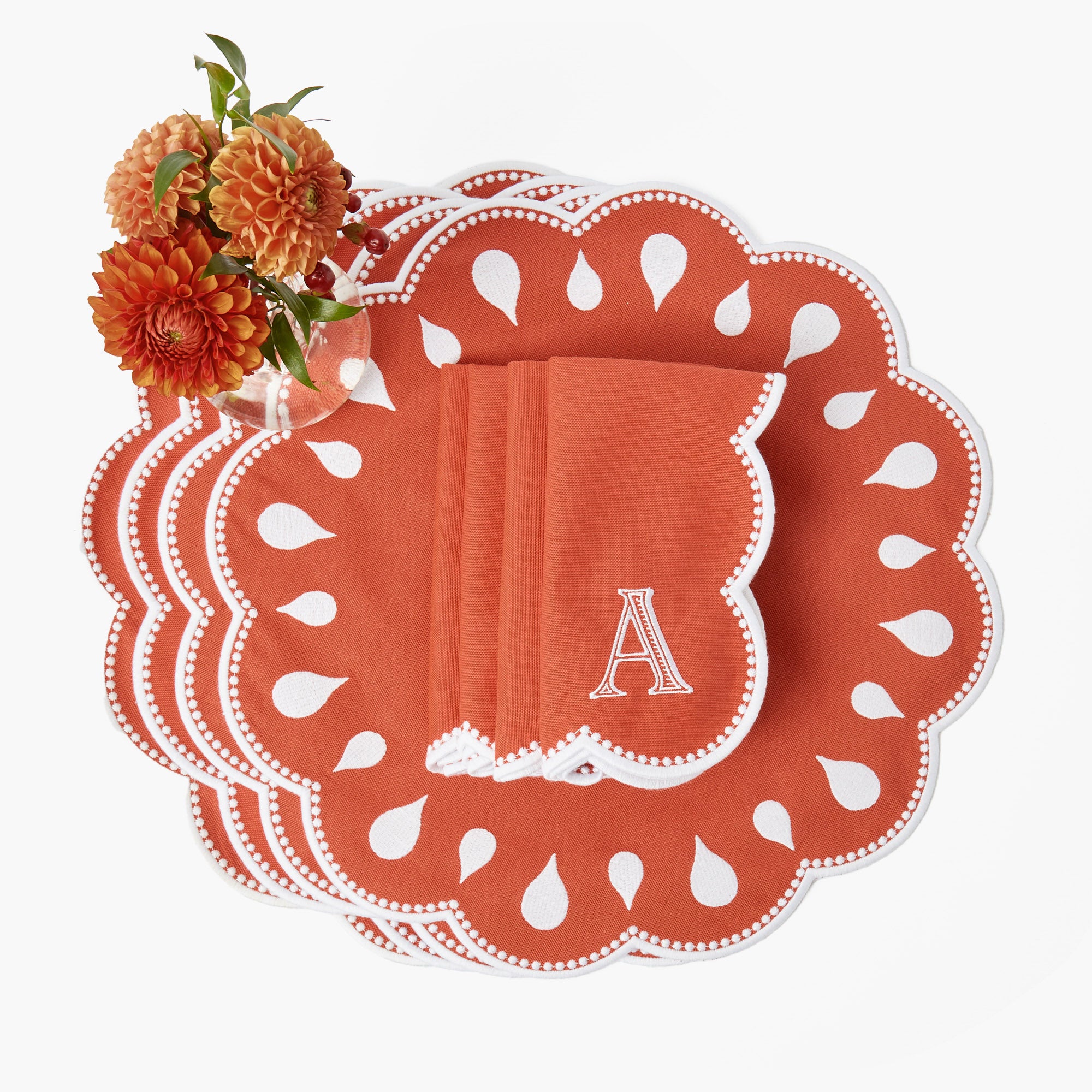 Bettina Burnt Orange Placemats & Napkins (Set of 4)