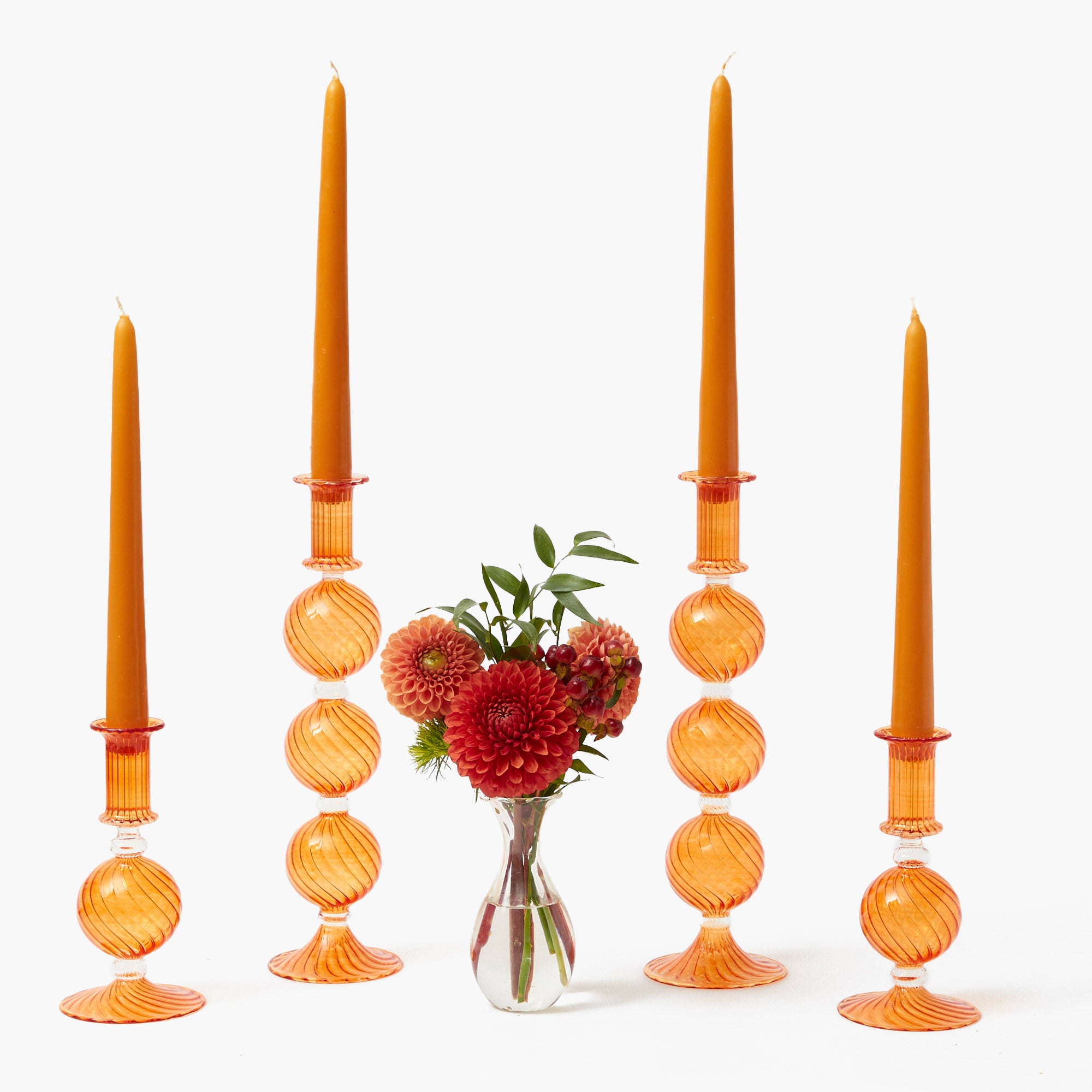 Camille Orange Ribboned Candle Set