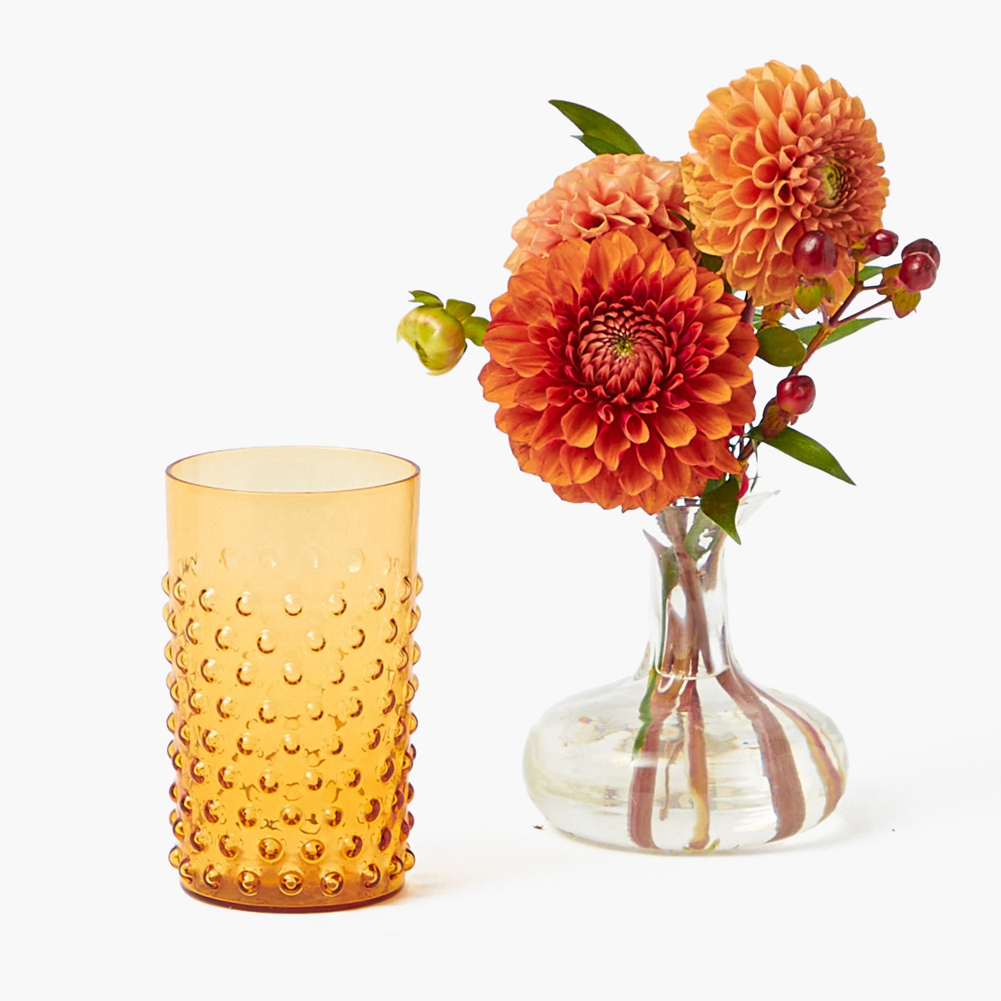 Amber Hobnail Glasses (Set of 6)