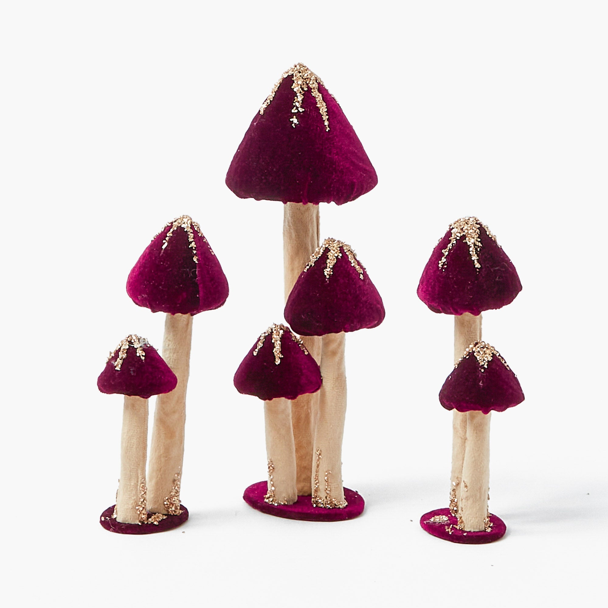 Aubergine Glitter Velvet Mushroom Family