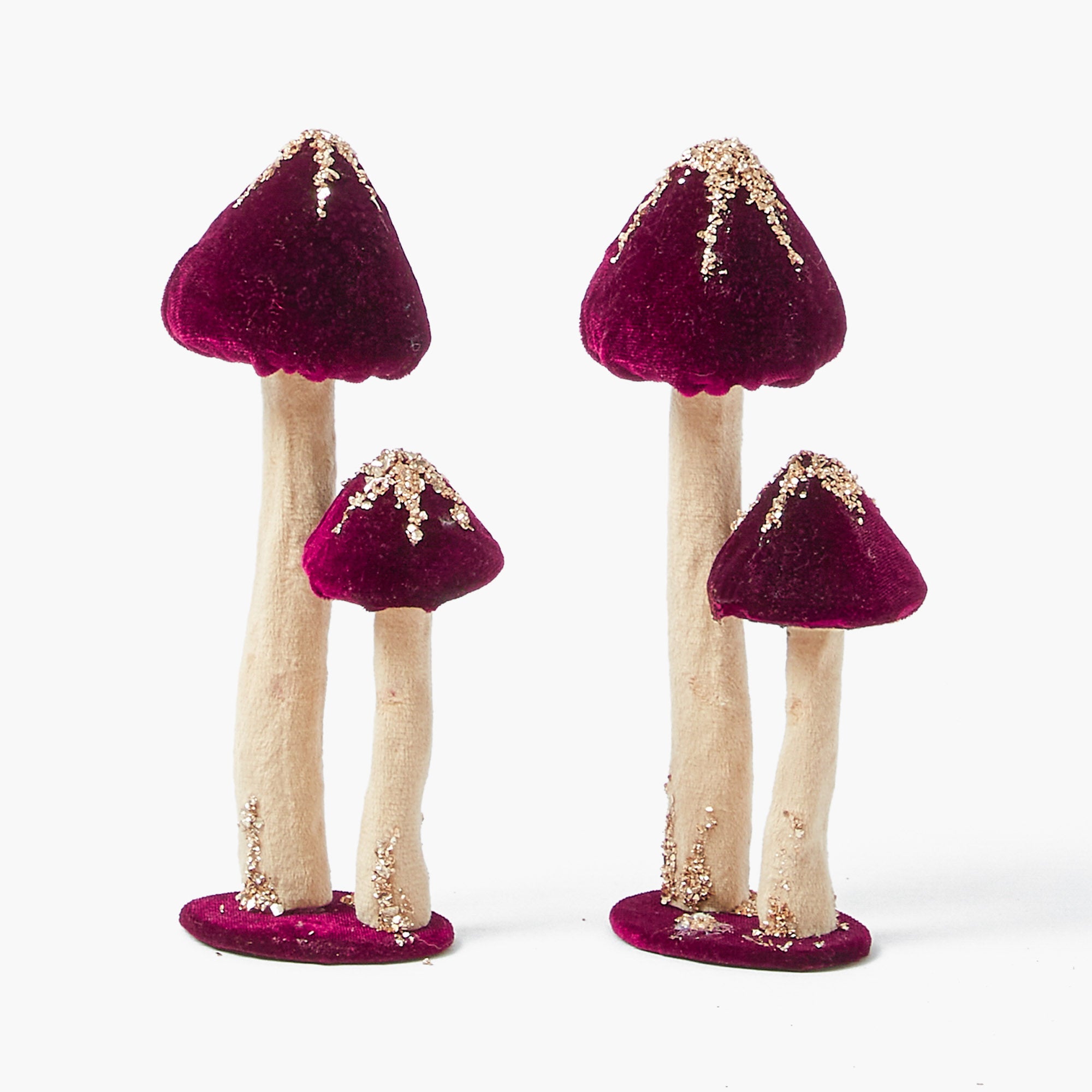 Aubergine Glitter Velvet Mushroom Family