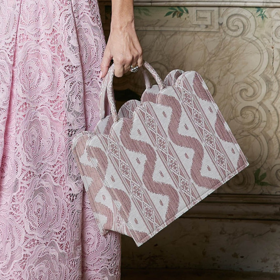 Small Mrs. Alice Tote Bag (Pink Ikat)