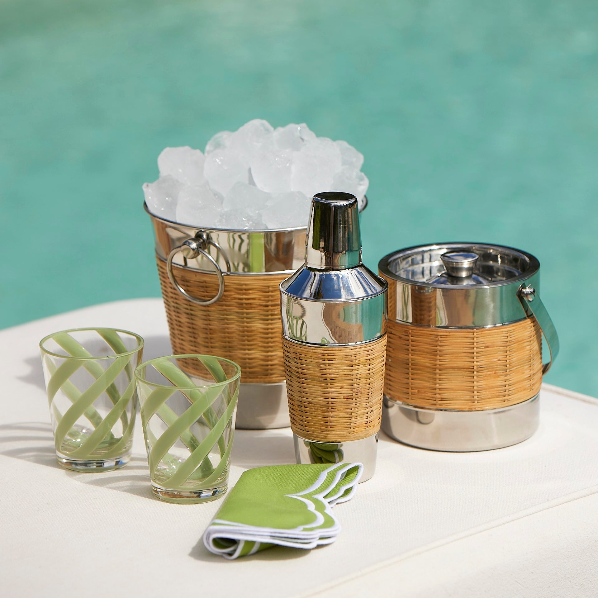 Wicker Barware Set