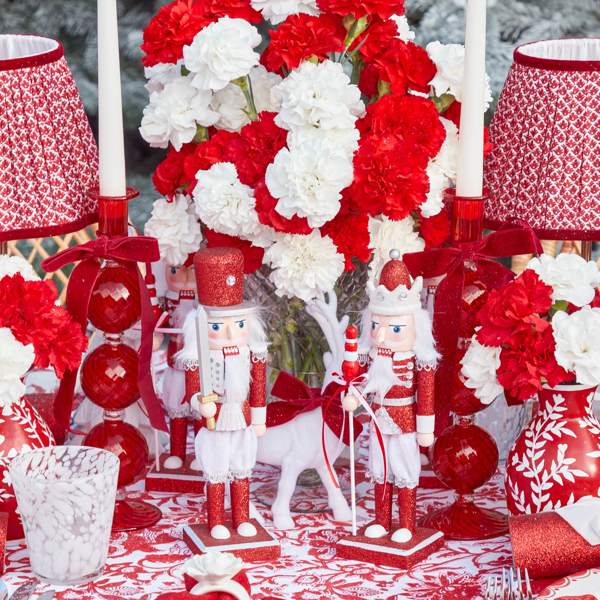 Assorted Red Glitter Nutcracker Trio