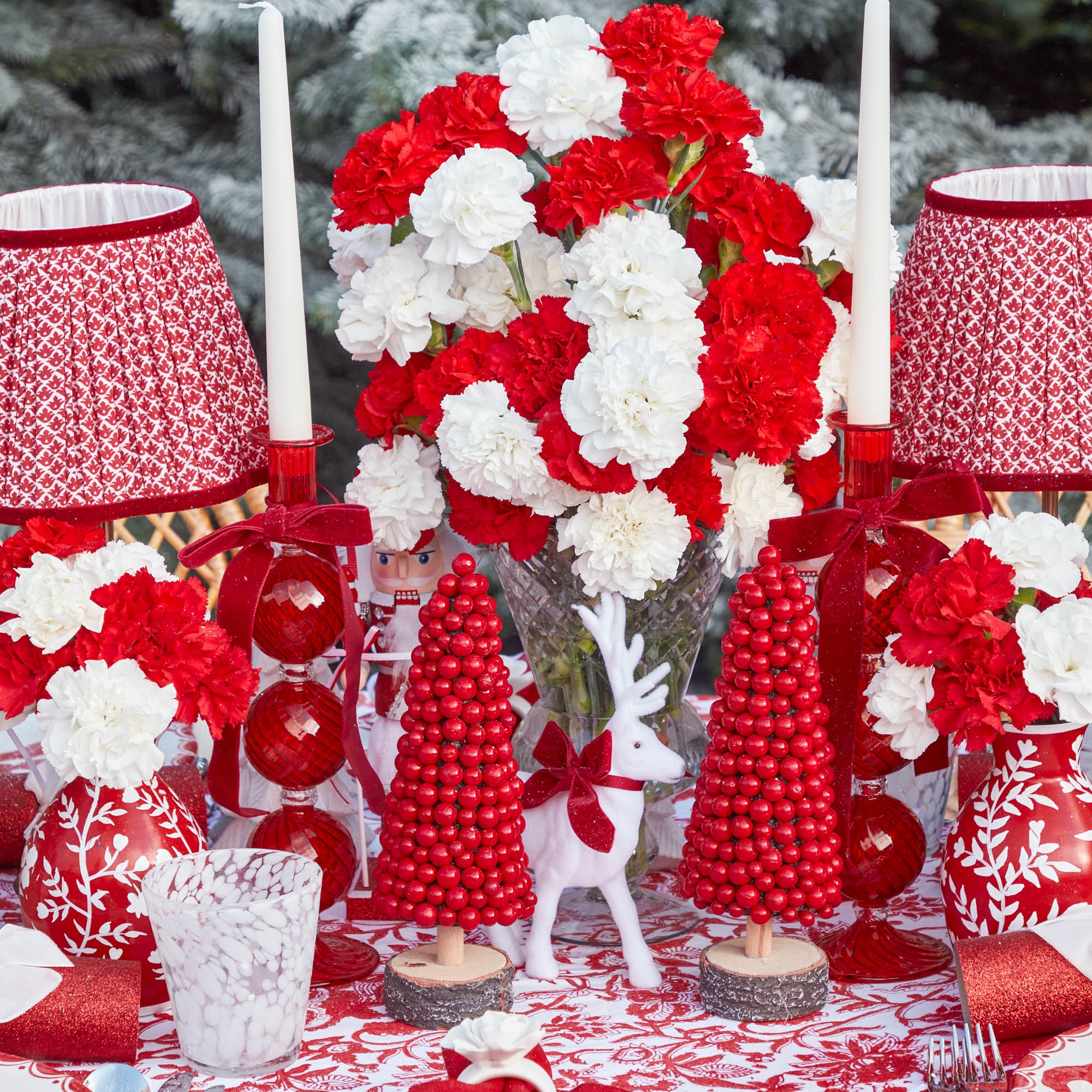 Camille Red Ribboned Candlescape