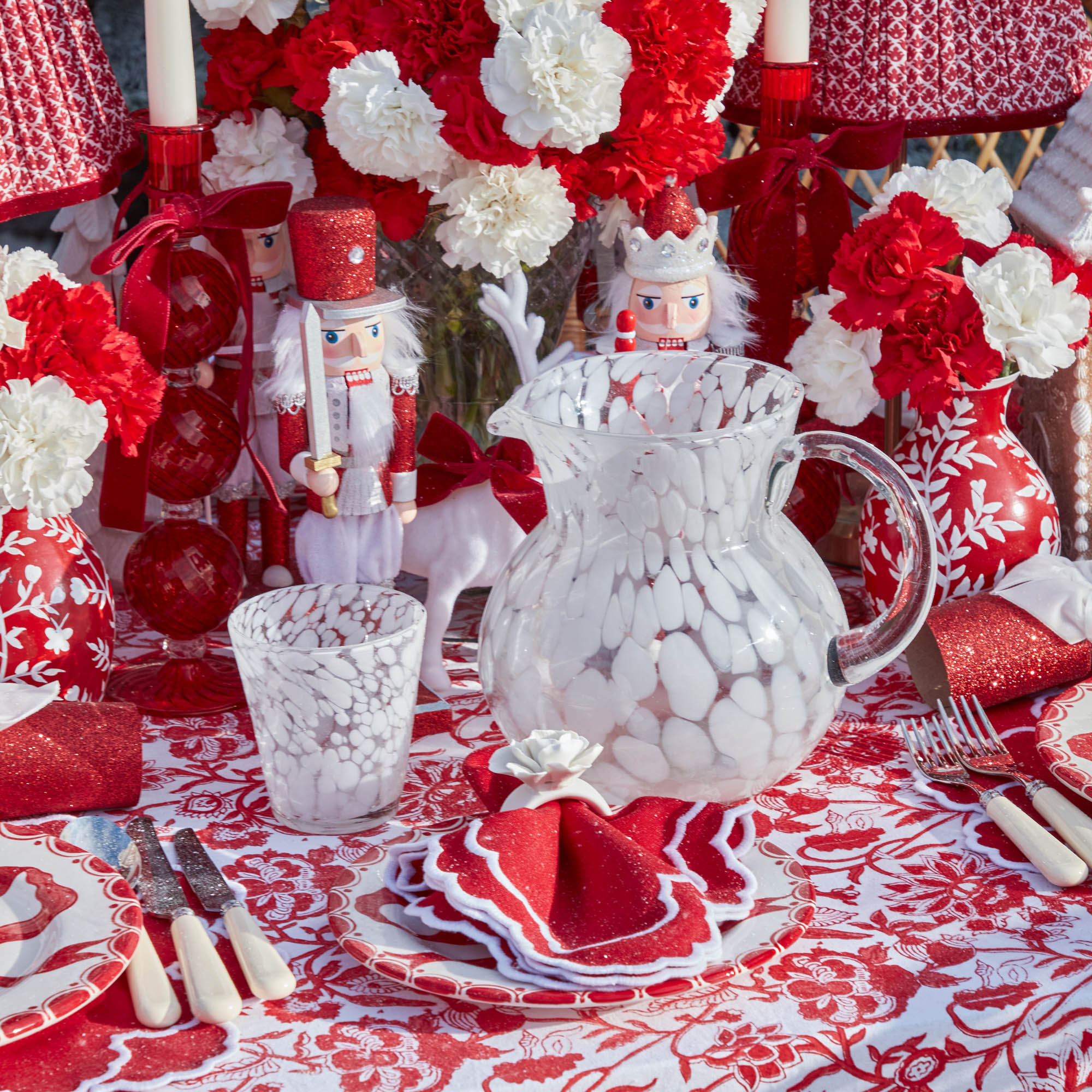 Dappled White Glasses & Jug Set