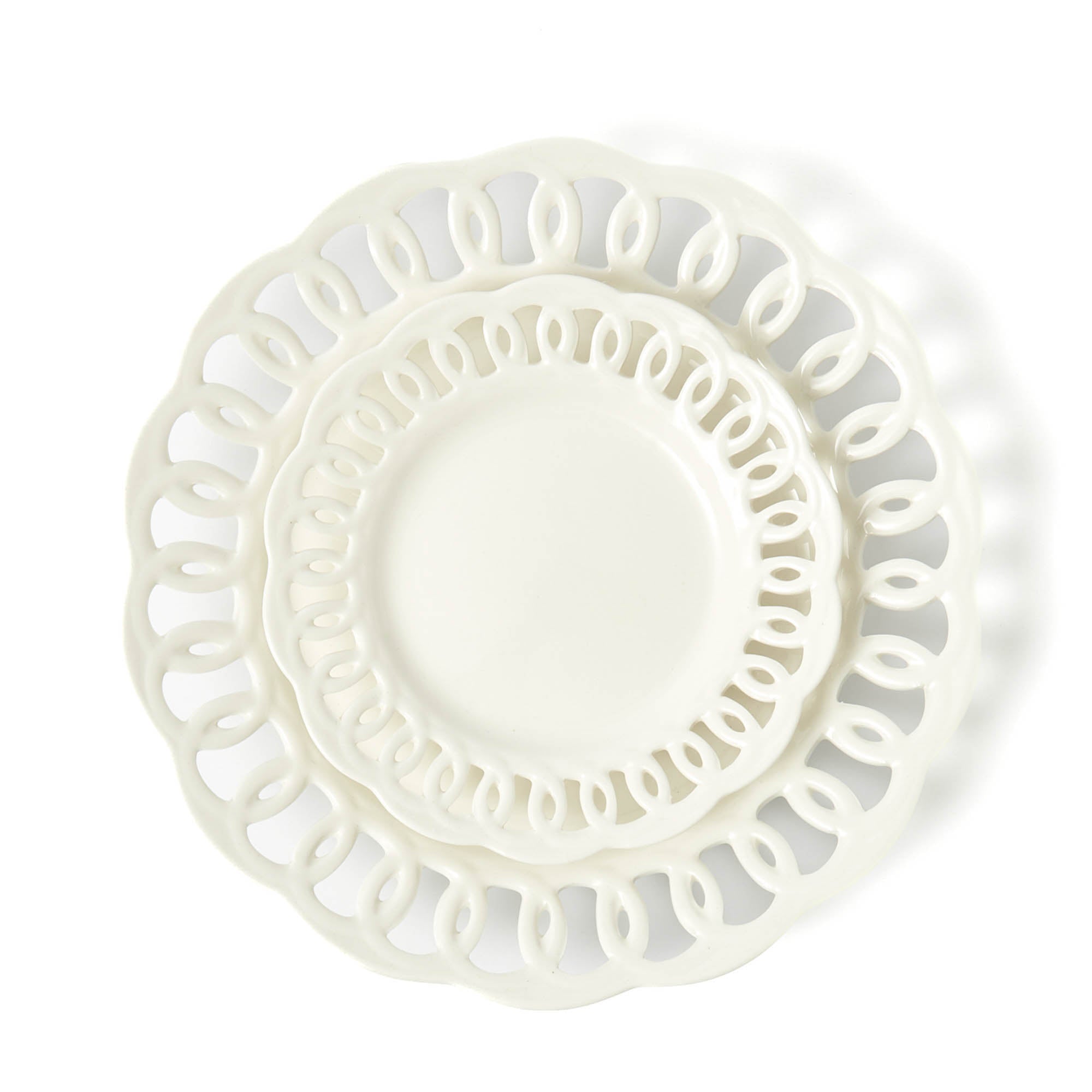 White Lace Dinner & Starter Plates (Set of 8)