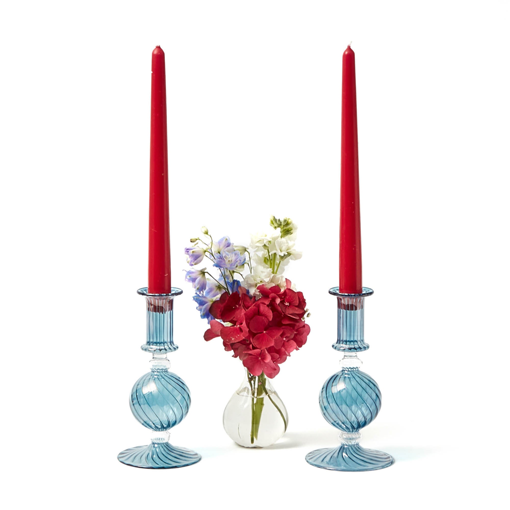 Small Camille Azure Candle Holders (Pair)