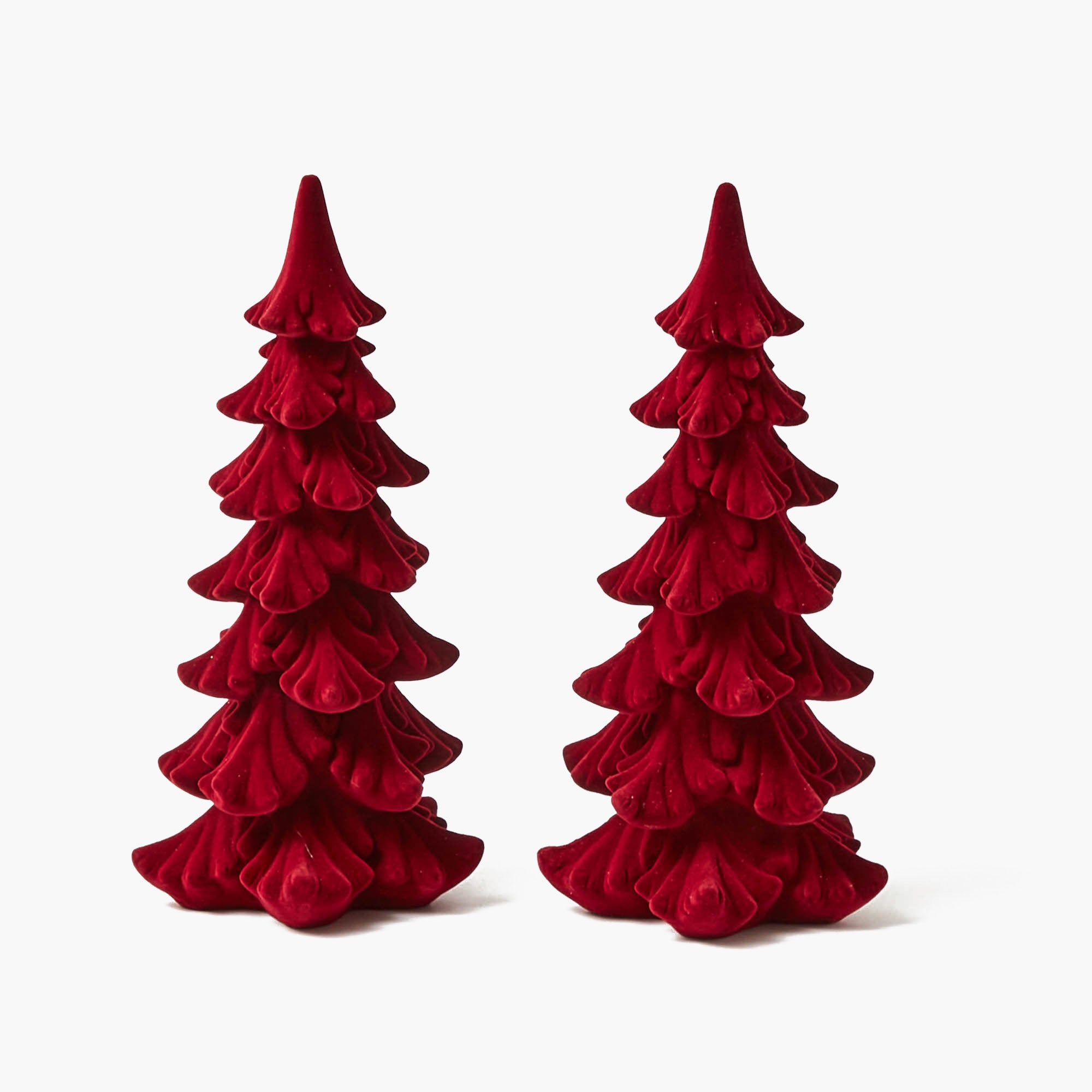 Burgundy Flocked Fir Tree (Pair)