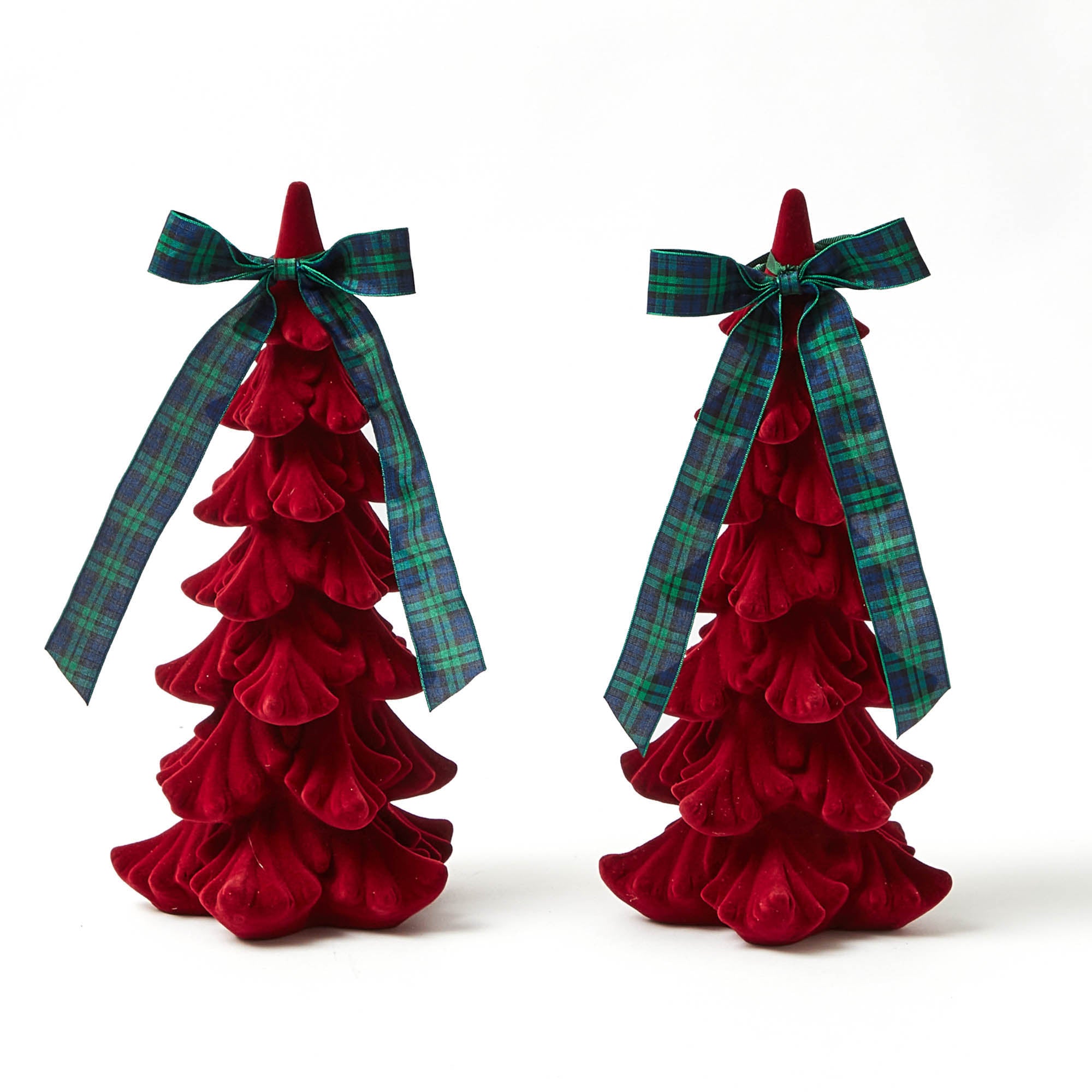 Burgundy Flocked Fir Tree (Pair)