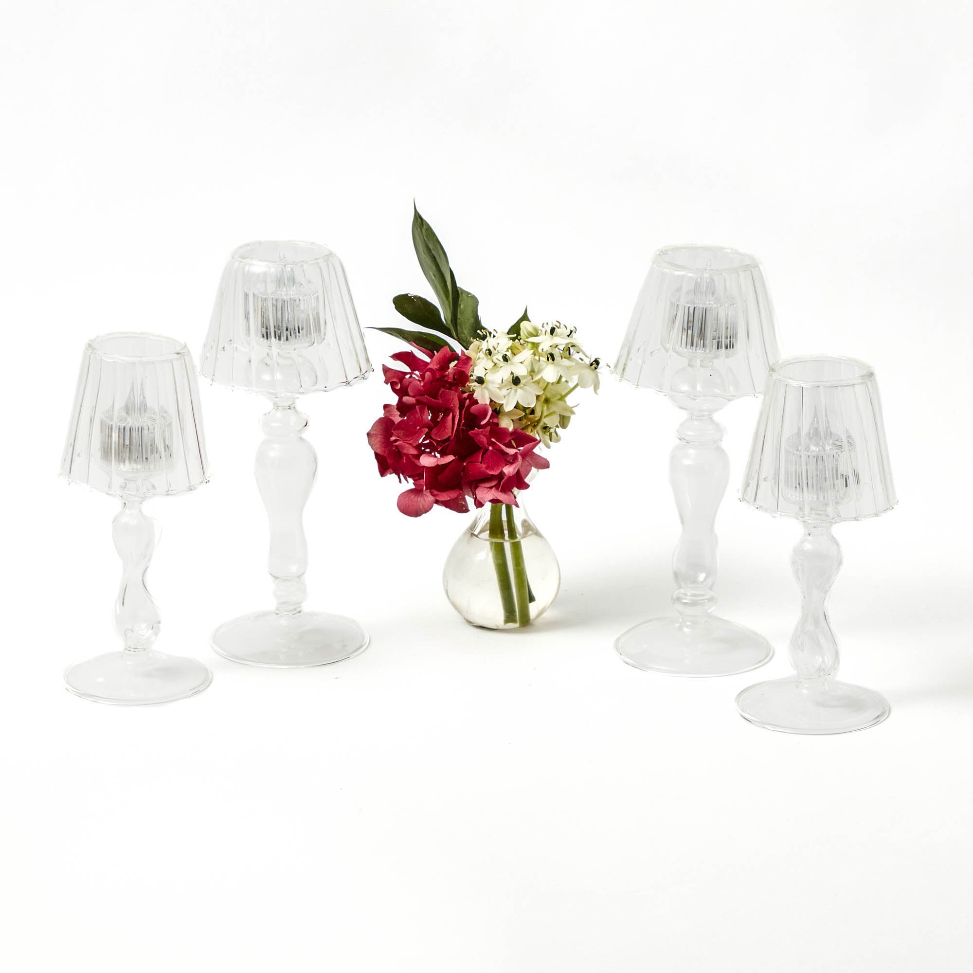 Glass Lantern Tea Light Holder Set