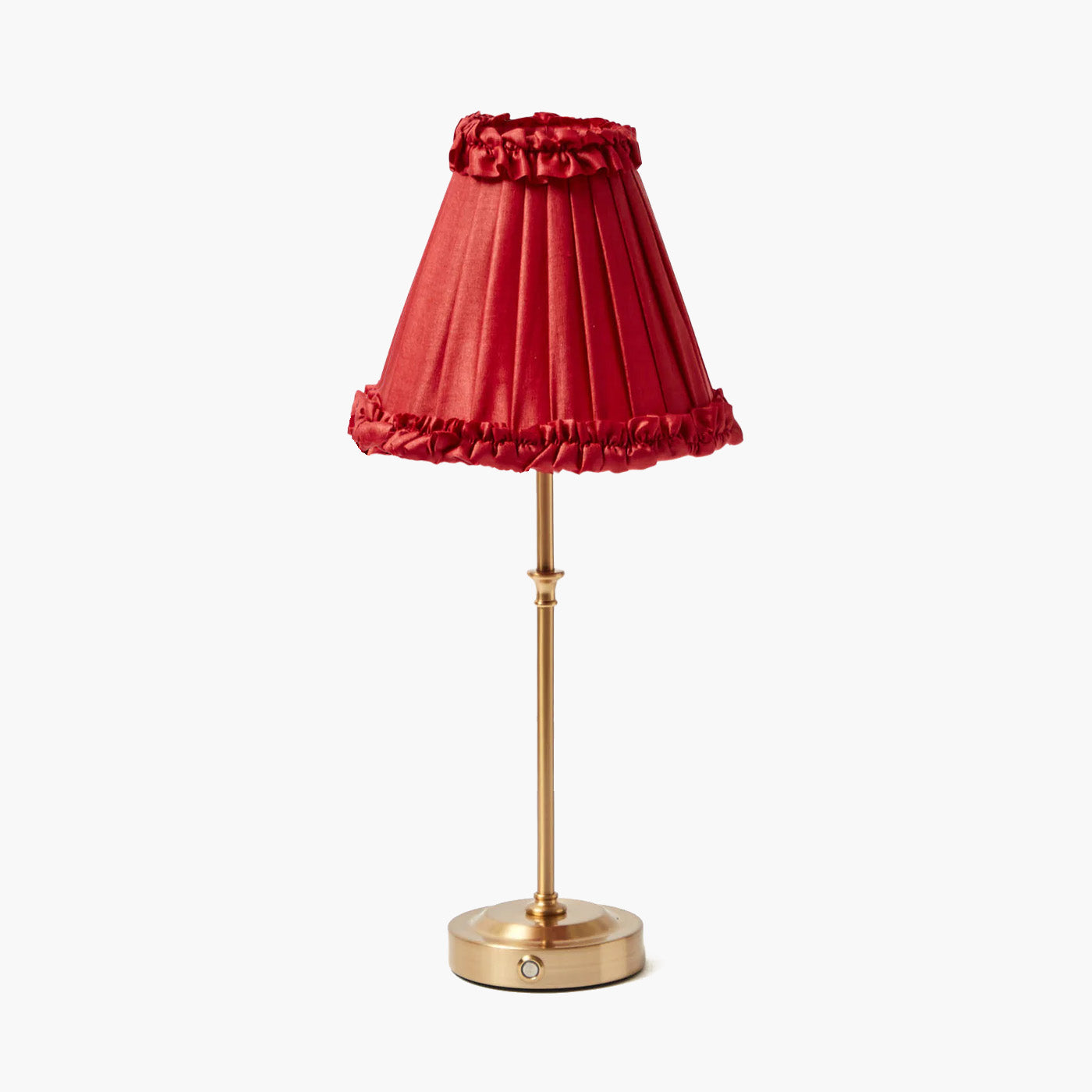 Edie Tall Rechargeable Lamp with Red Frilled Shade (18cm)