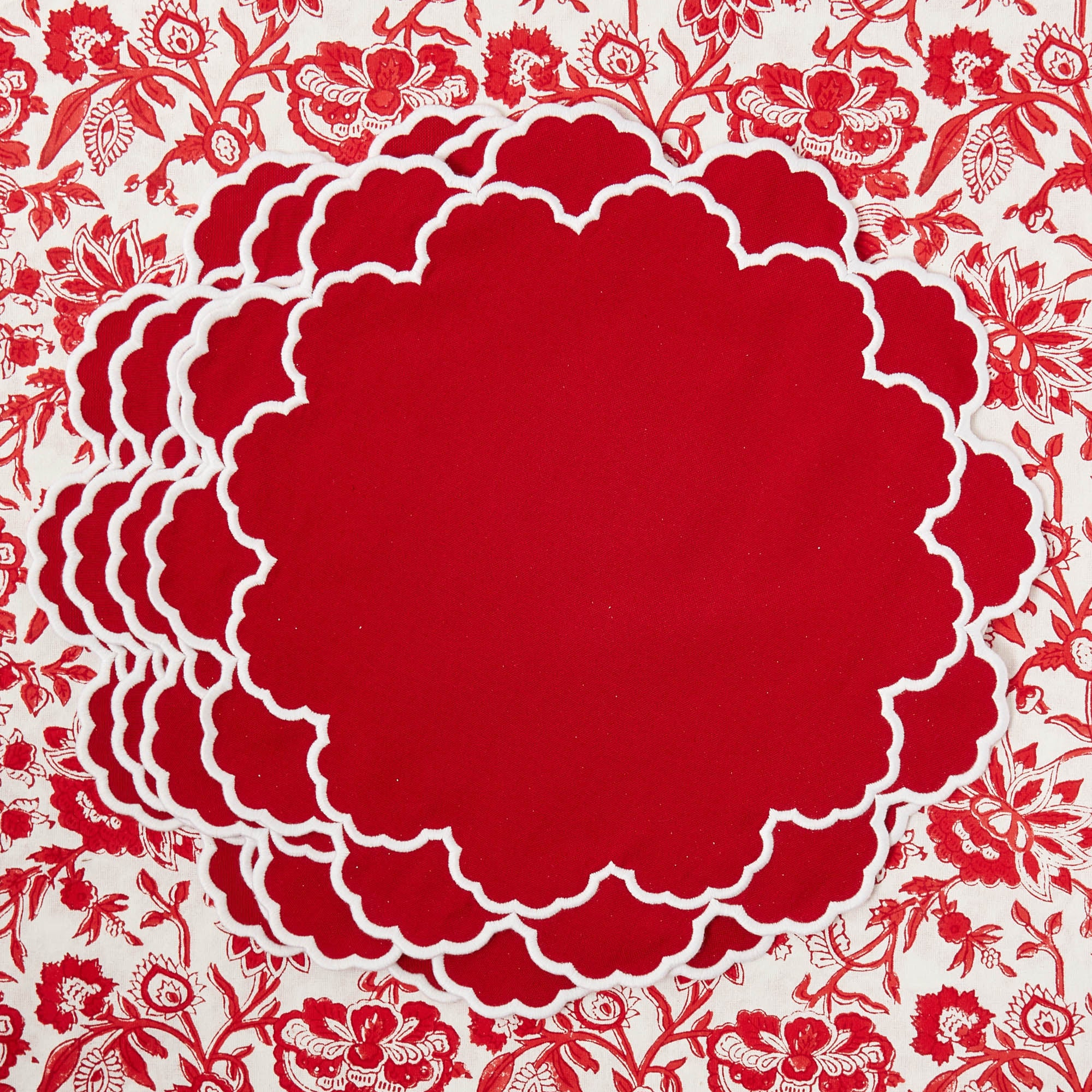 Lily Red & White Placemats (Set of 4)