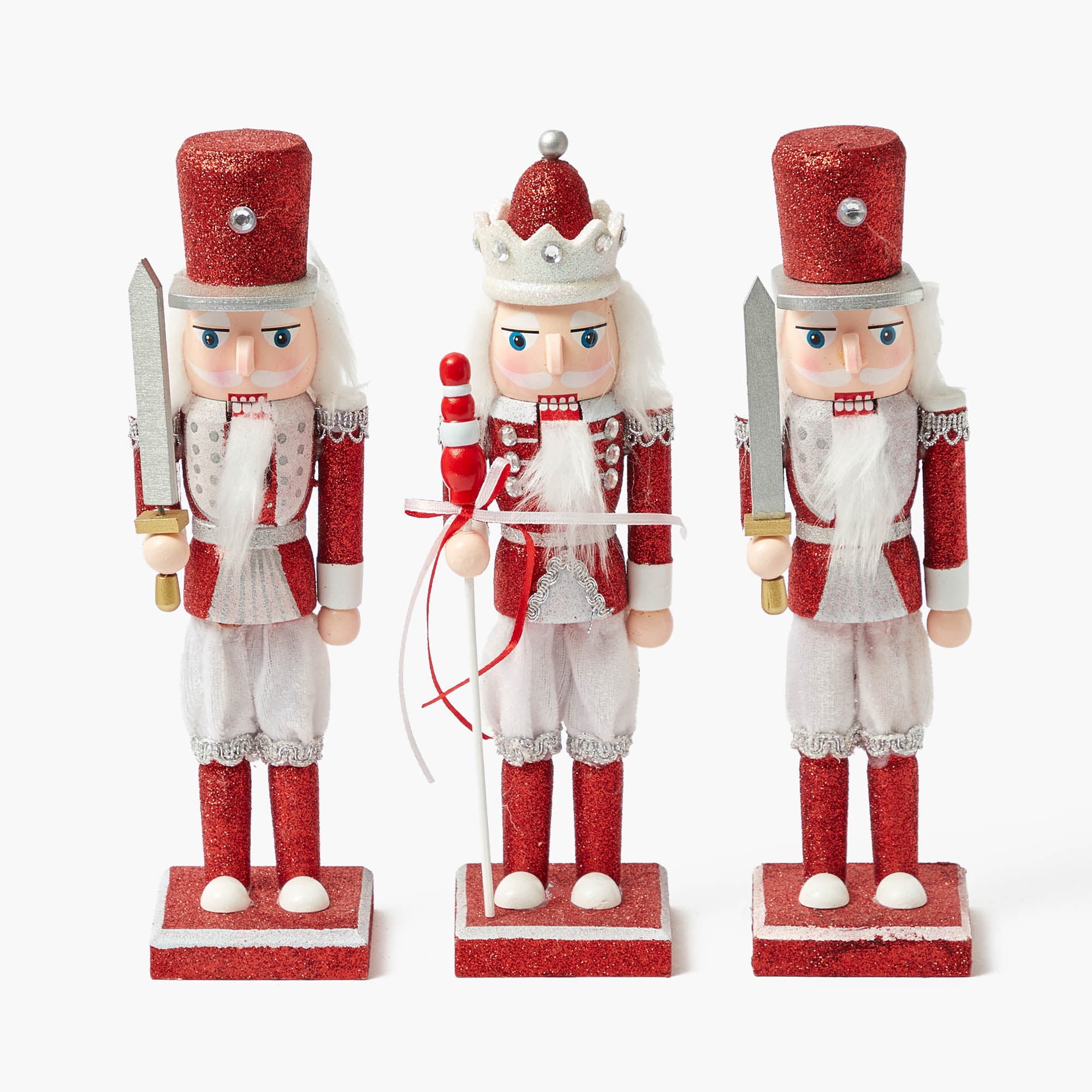 Assorted Red Glitter Nutcracker Trio