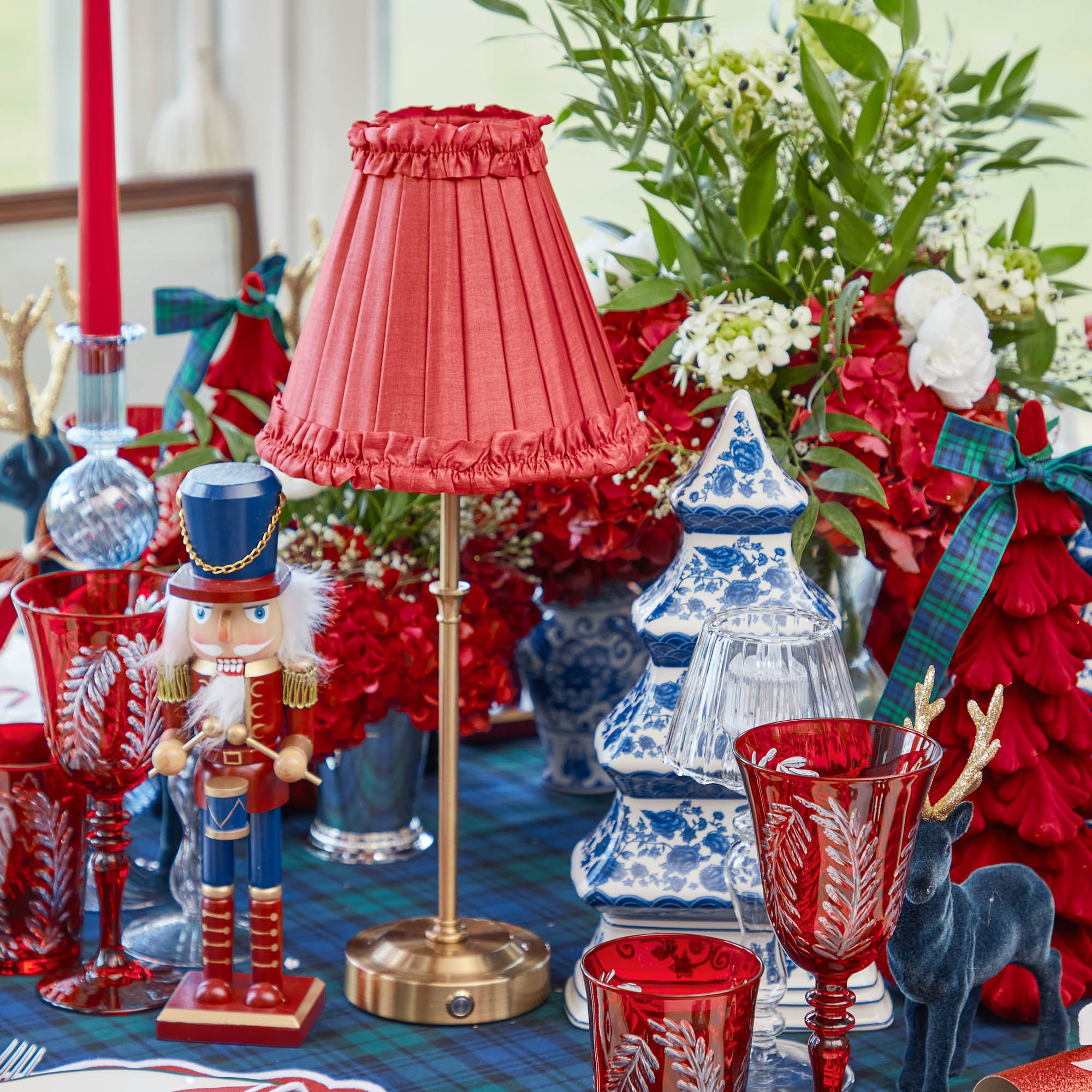 Red Frilled Silk Lampshade (18cm)