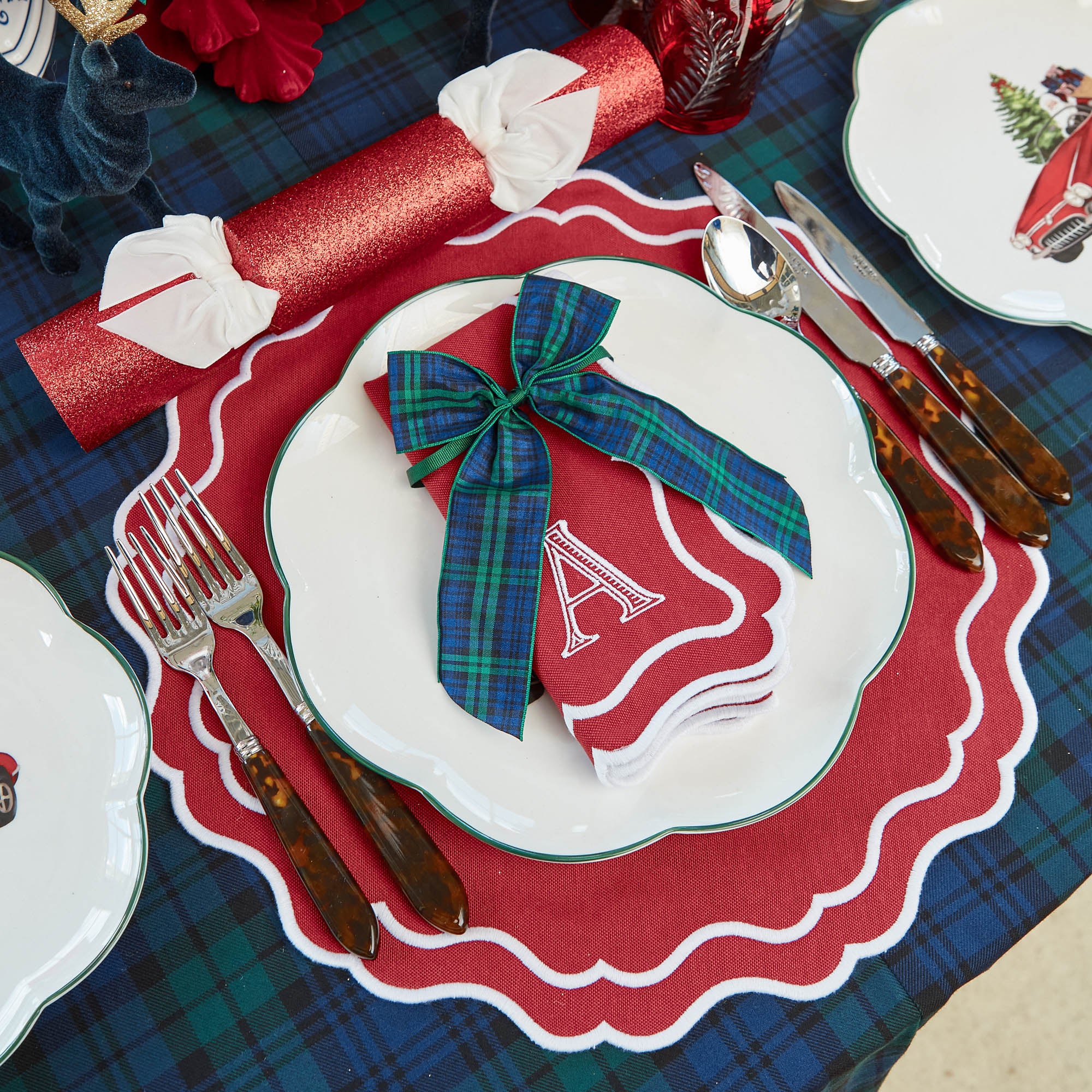 Large Blue Tartan Bows (Pair)