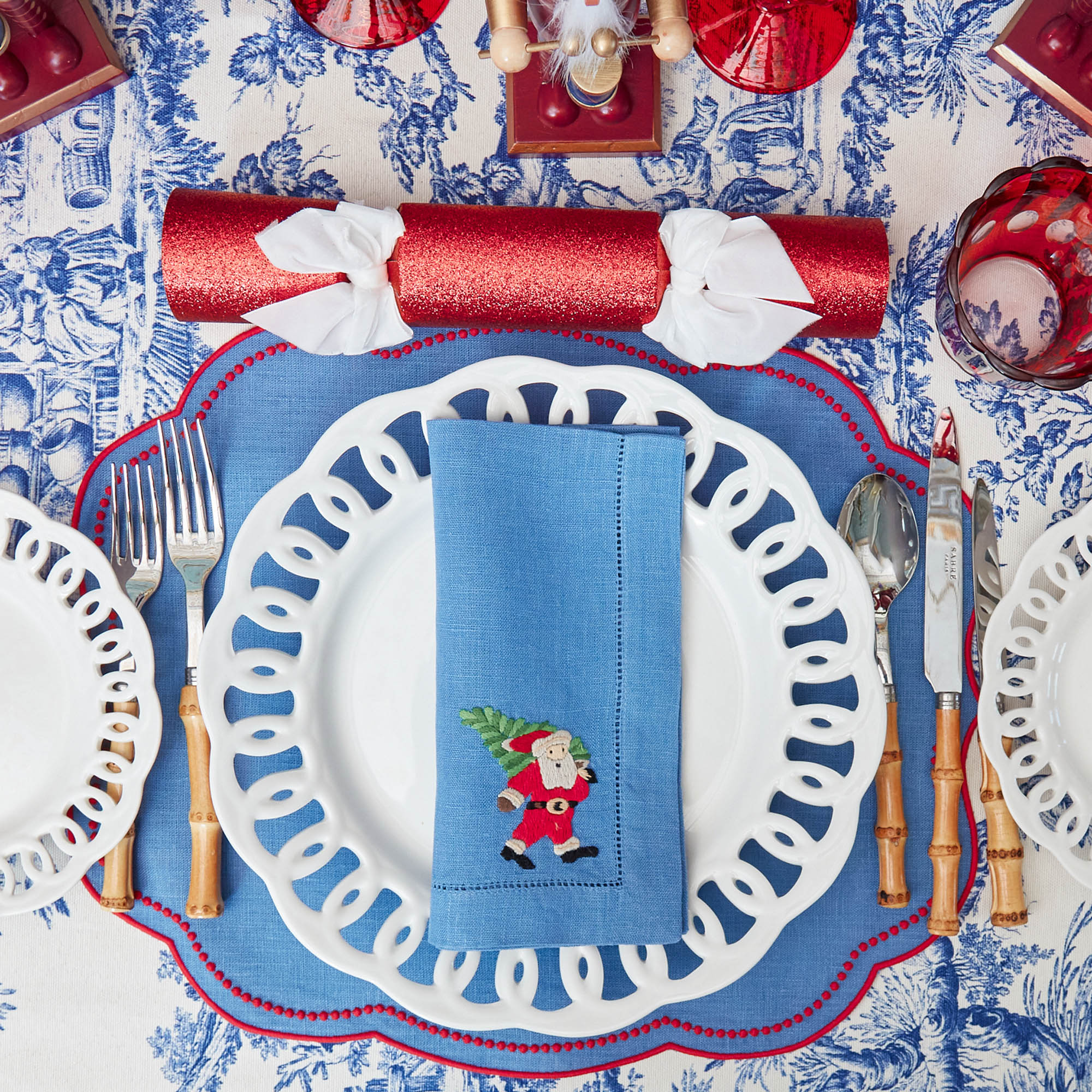 Eloise Blue & Red Placemats (Set of 4)