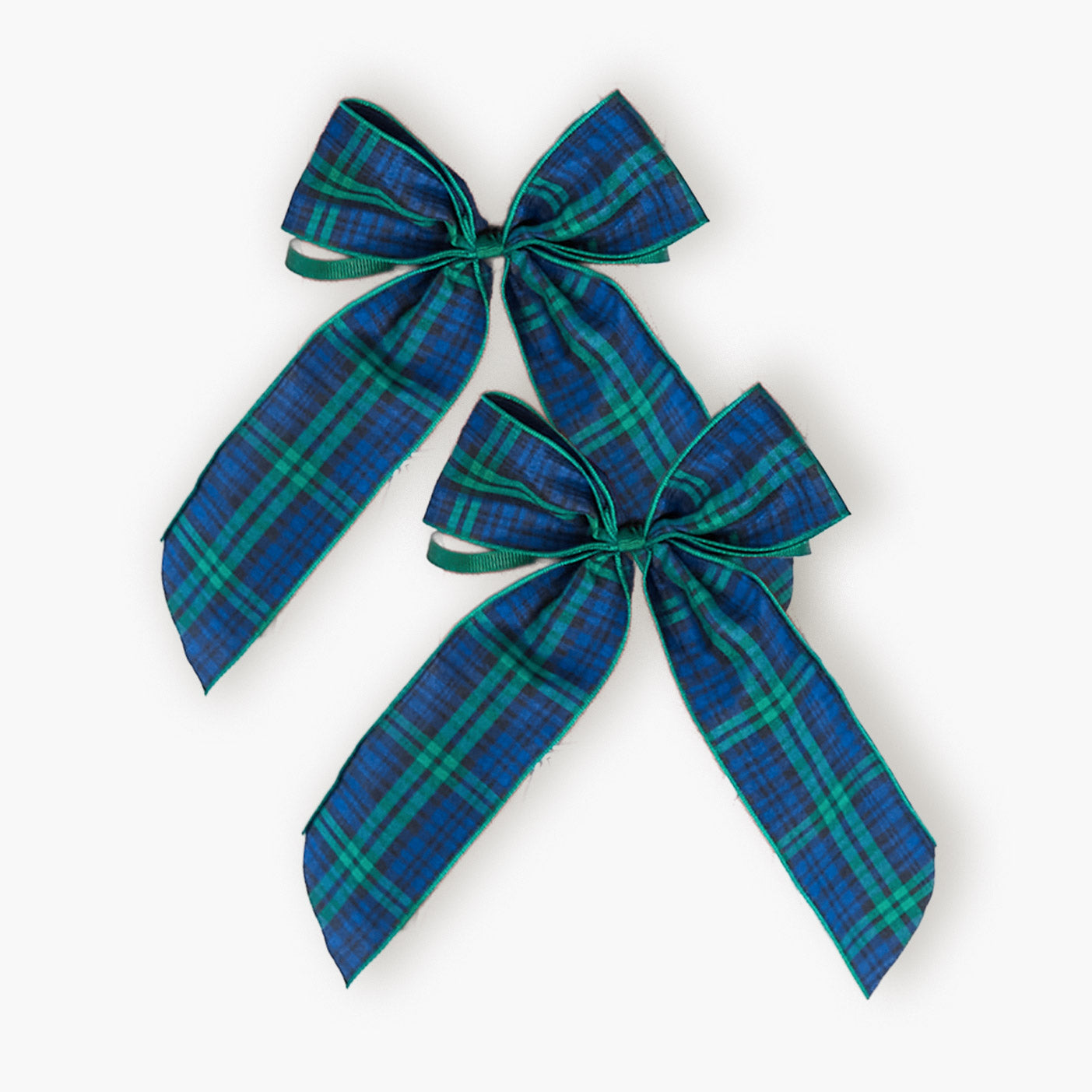 Large Blue Tartan Bows (Pair)