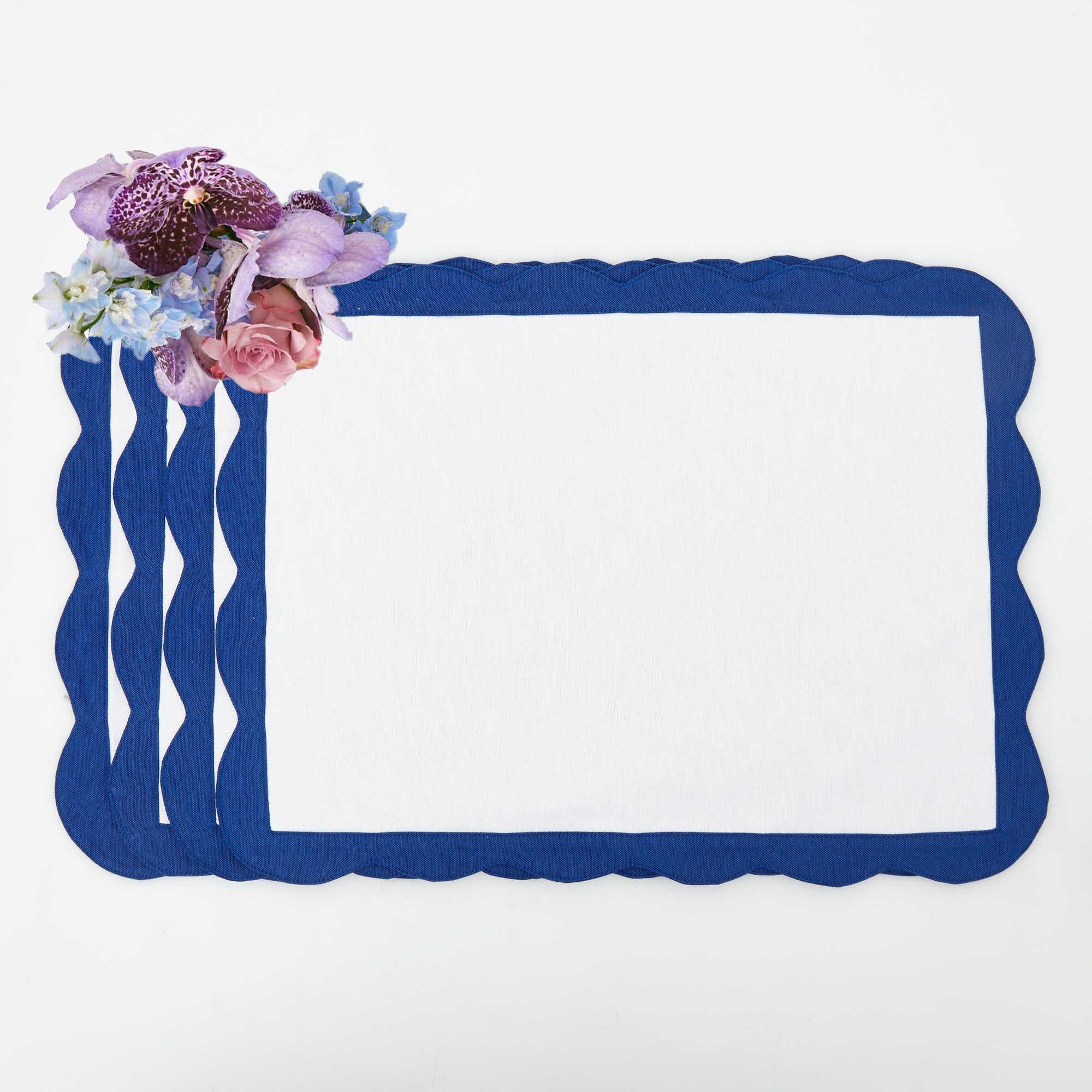 Alex White & Navy Appliqué Placemats (Set of 4)