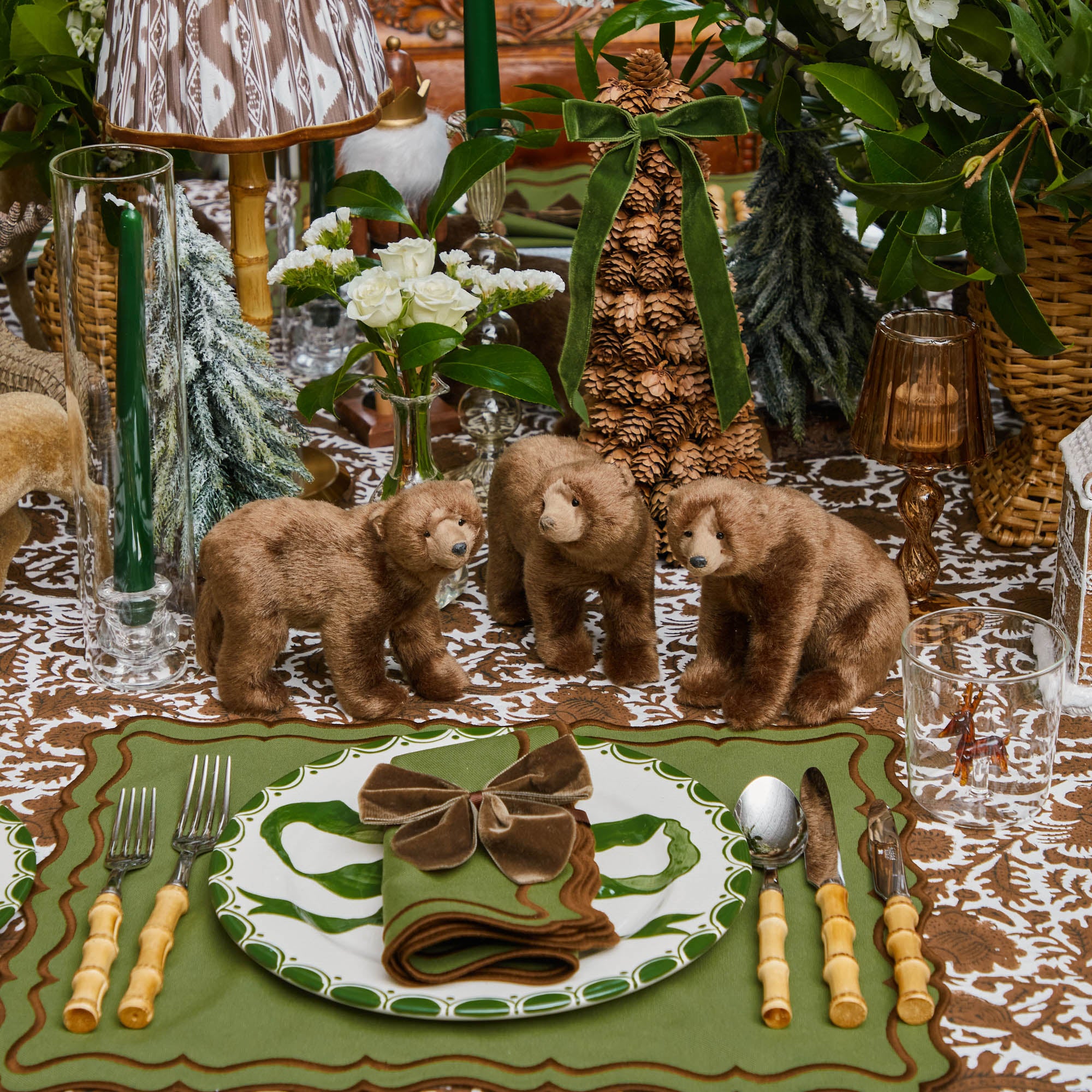 Large Alpine Brown Bears (Set of 3)