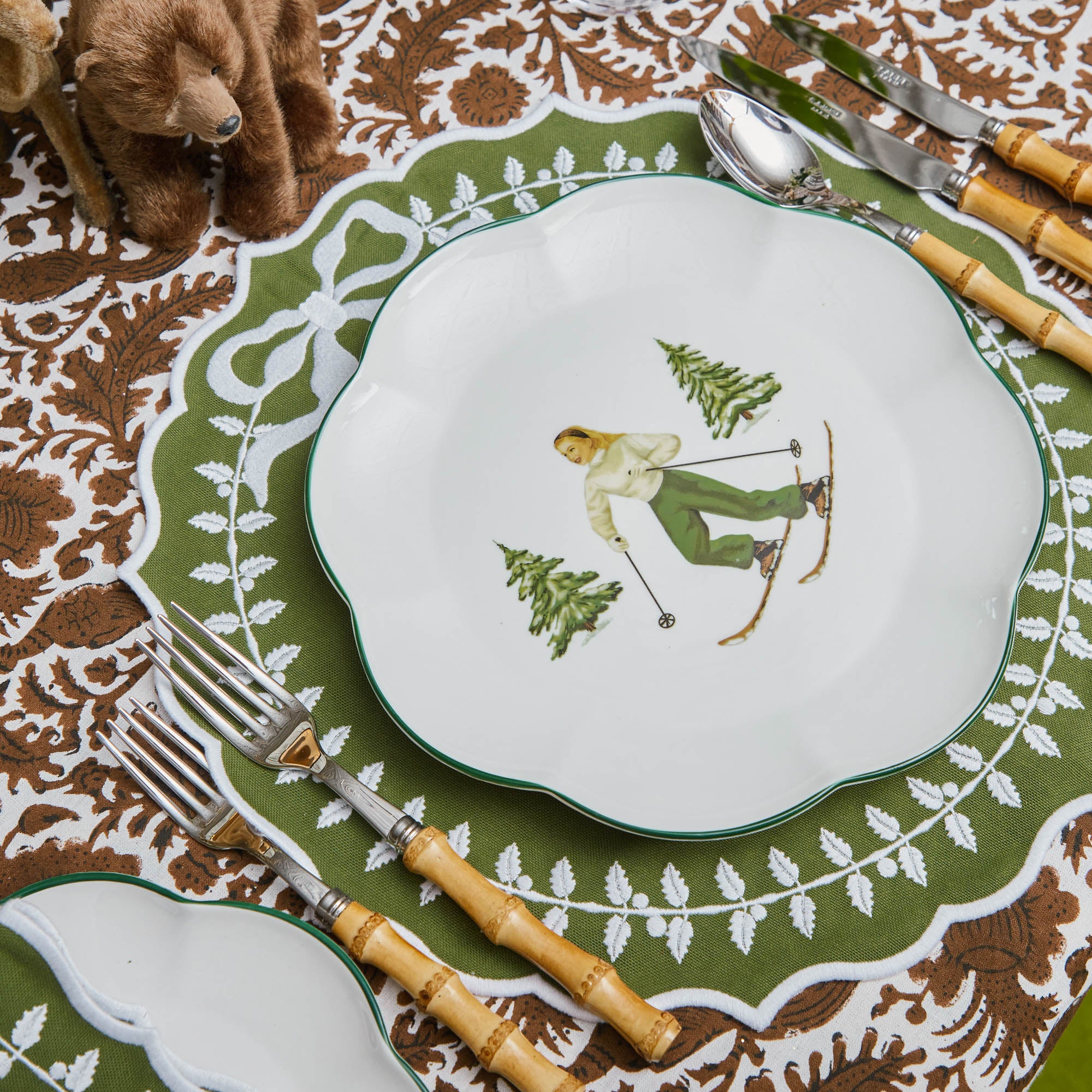 Green Bow Laurel Placemats (Set of 4)