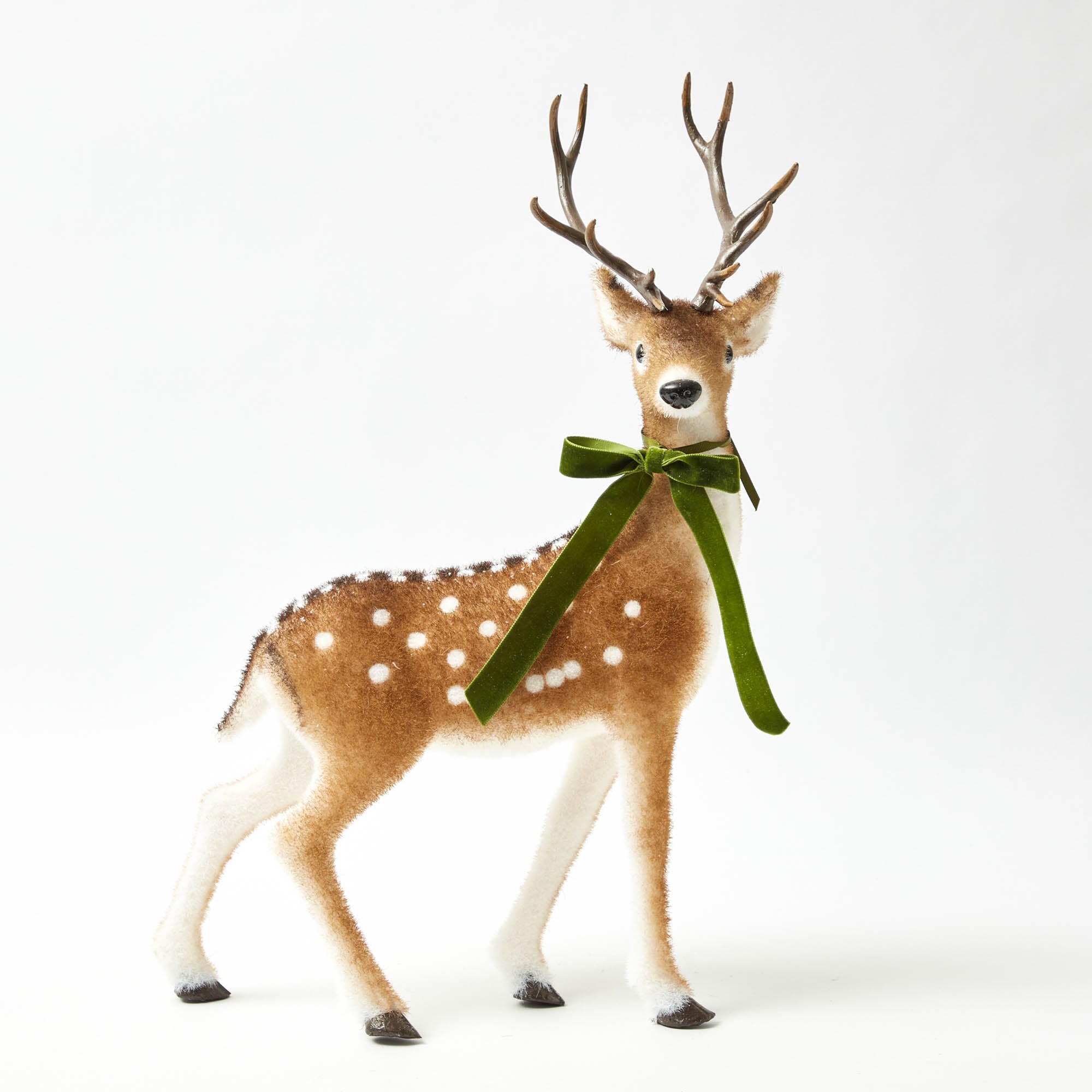 Green Ribboned Spotted Deer (Pair) - 39cm