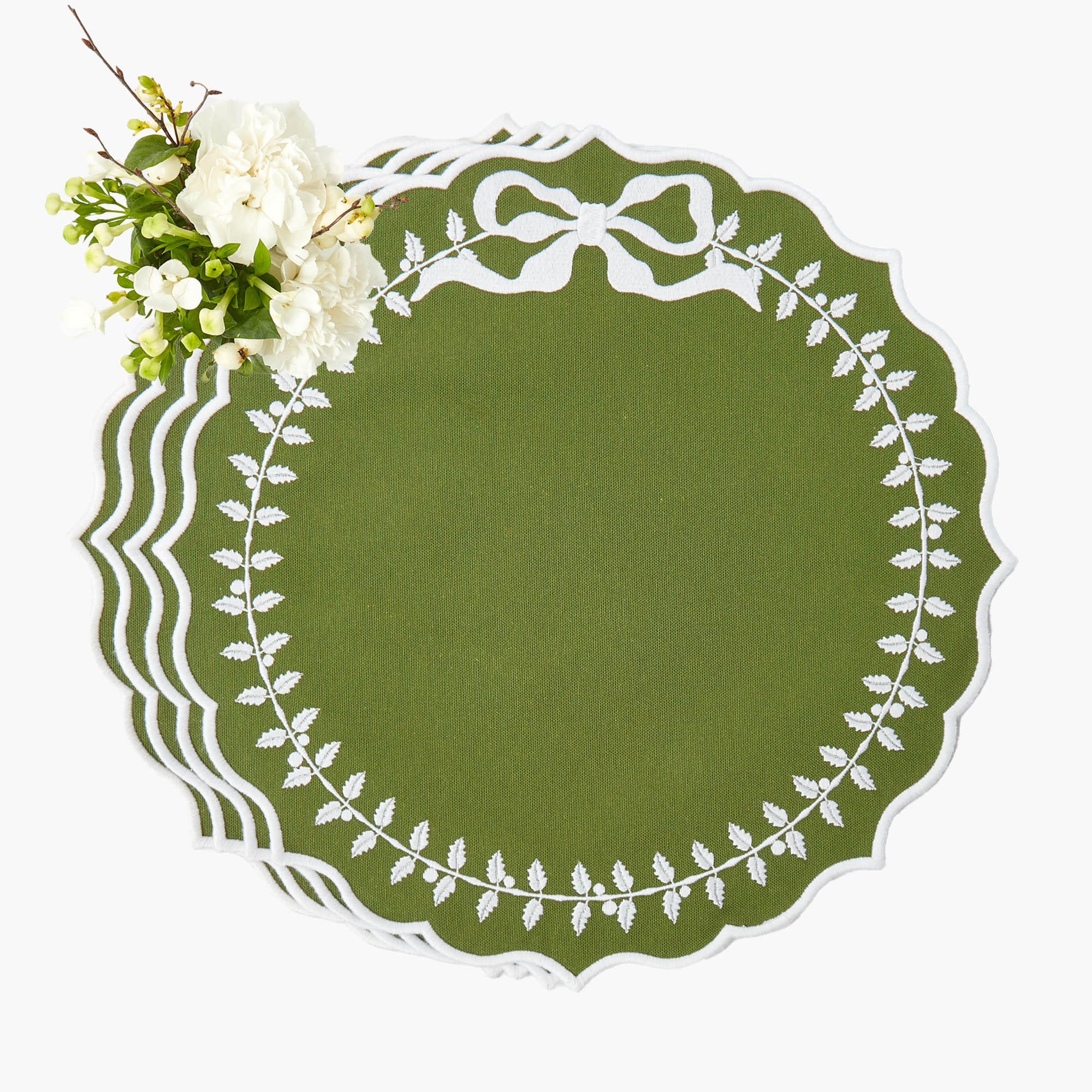 Green Bow Laurel Placemats (Set of 4)