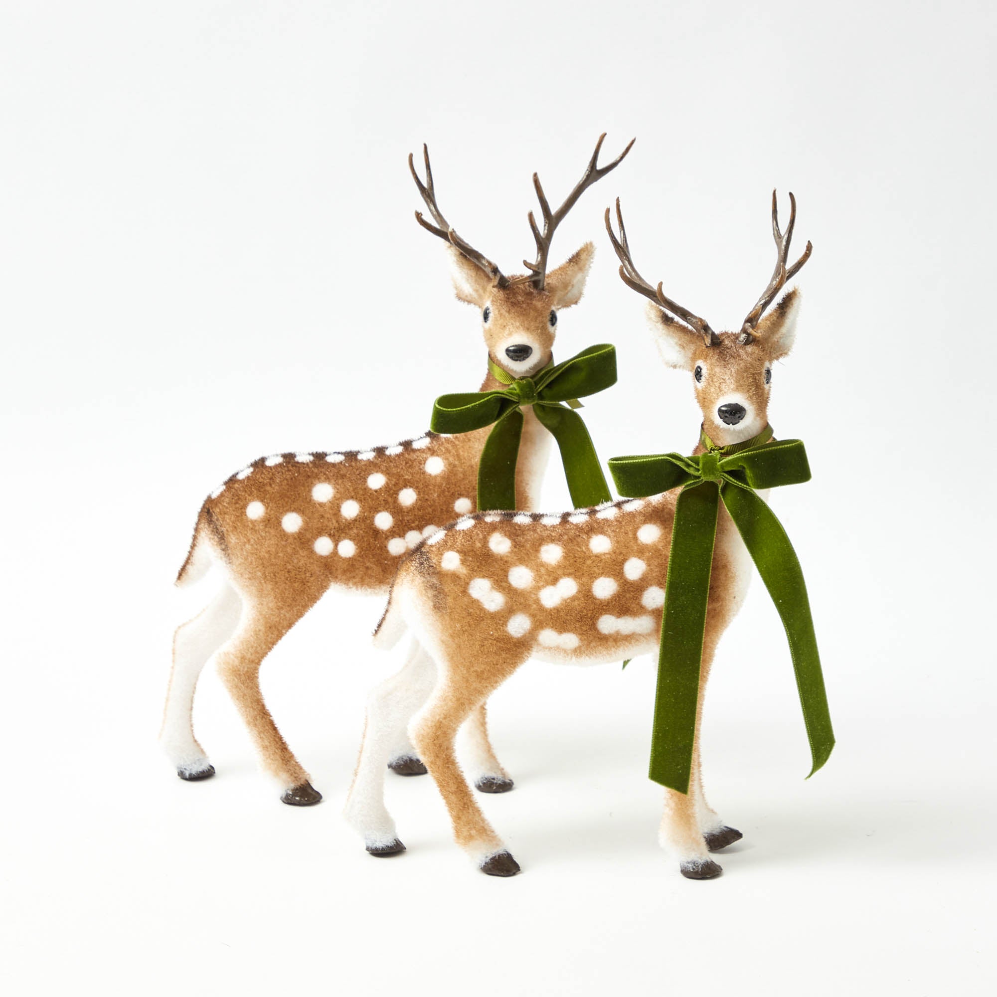 Green Ribboned Spotted Deer (Pair) - 39cm