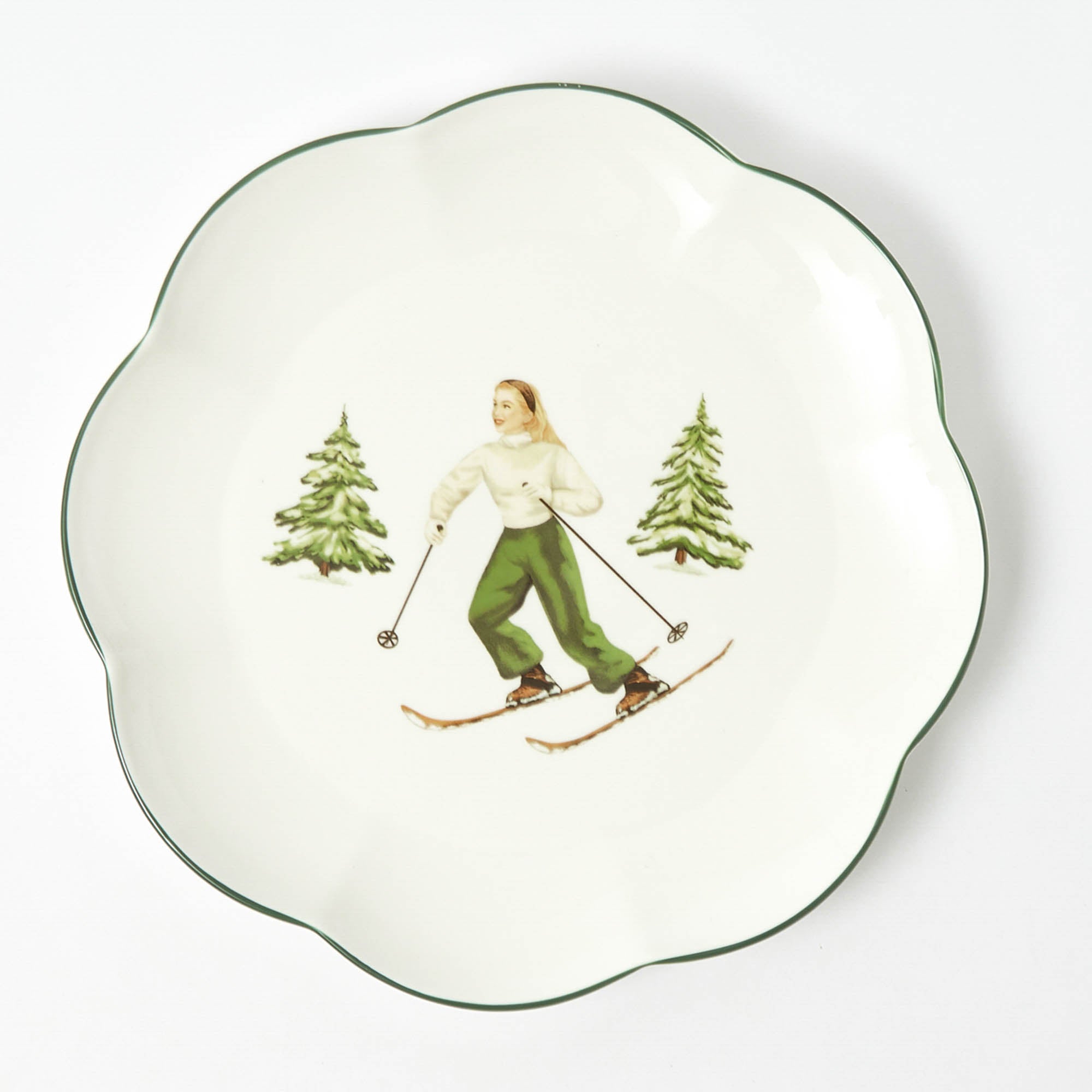 Heidi & Hans Skier Dinner & Starter Plates (Set of 8)