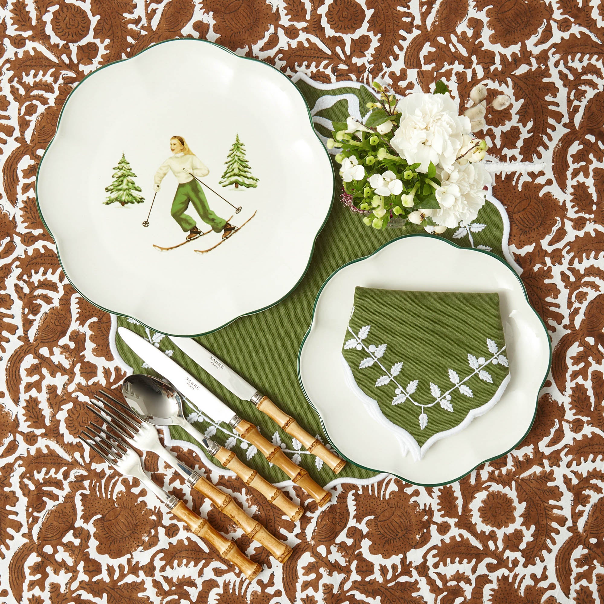 Heidi & Hans Skier Dinner & Starter Plates (Set of 8)