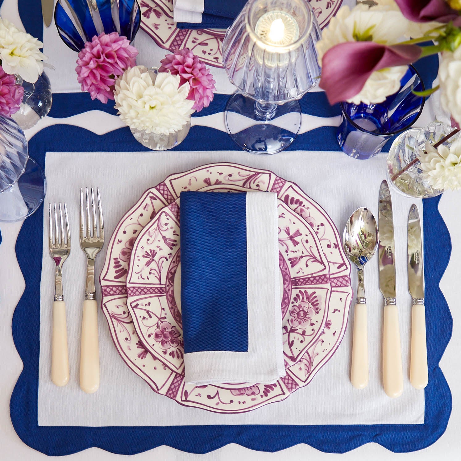 Alex White & Navy Appliqué Placemats (Set of 4)