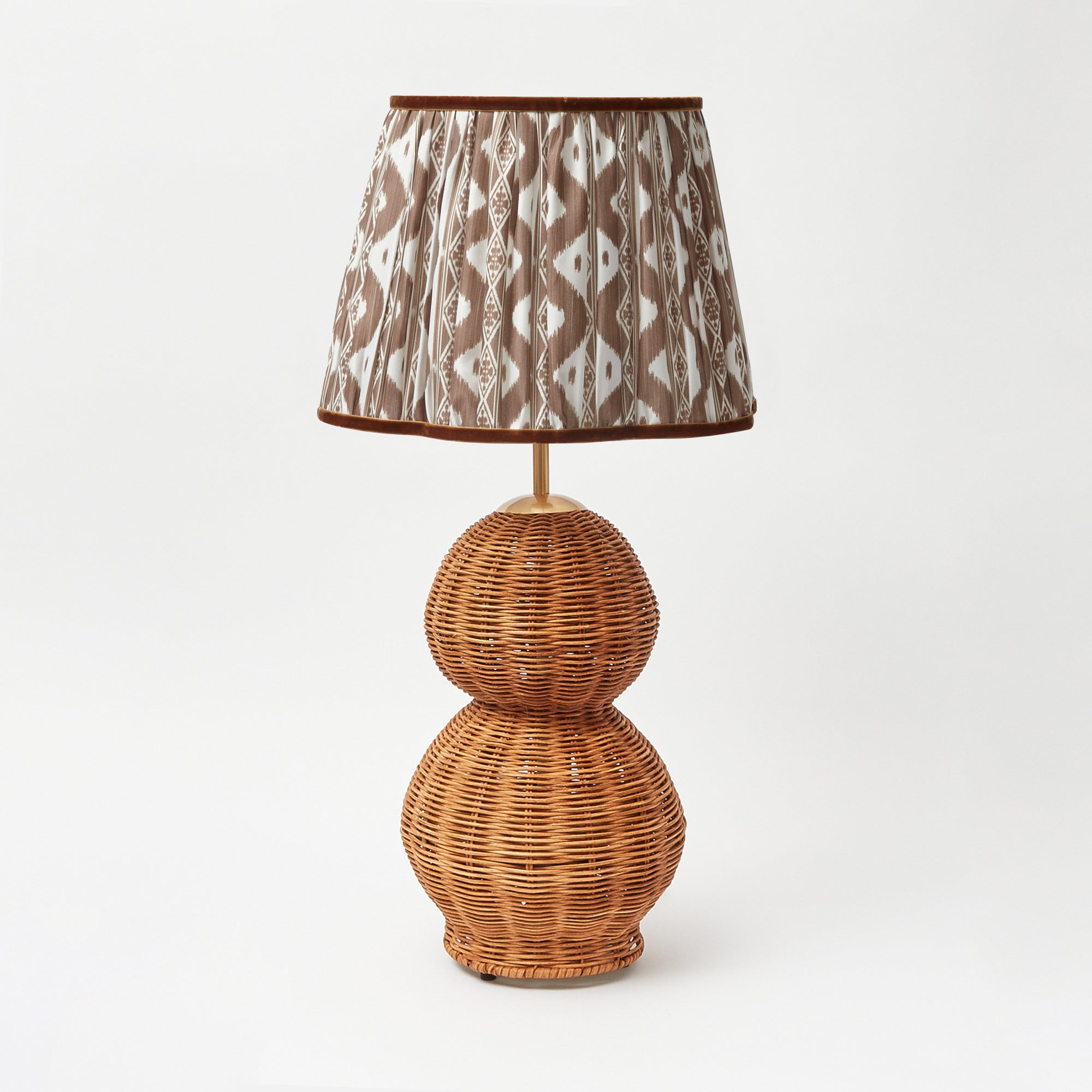 Rattan Bardot Lamp with Chocolate Ikat Shade (30cm)