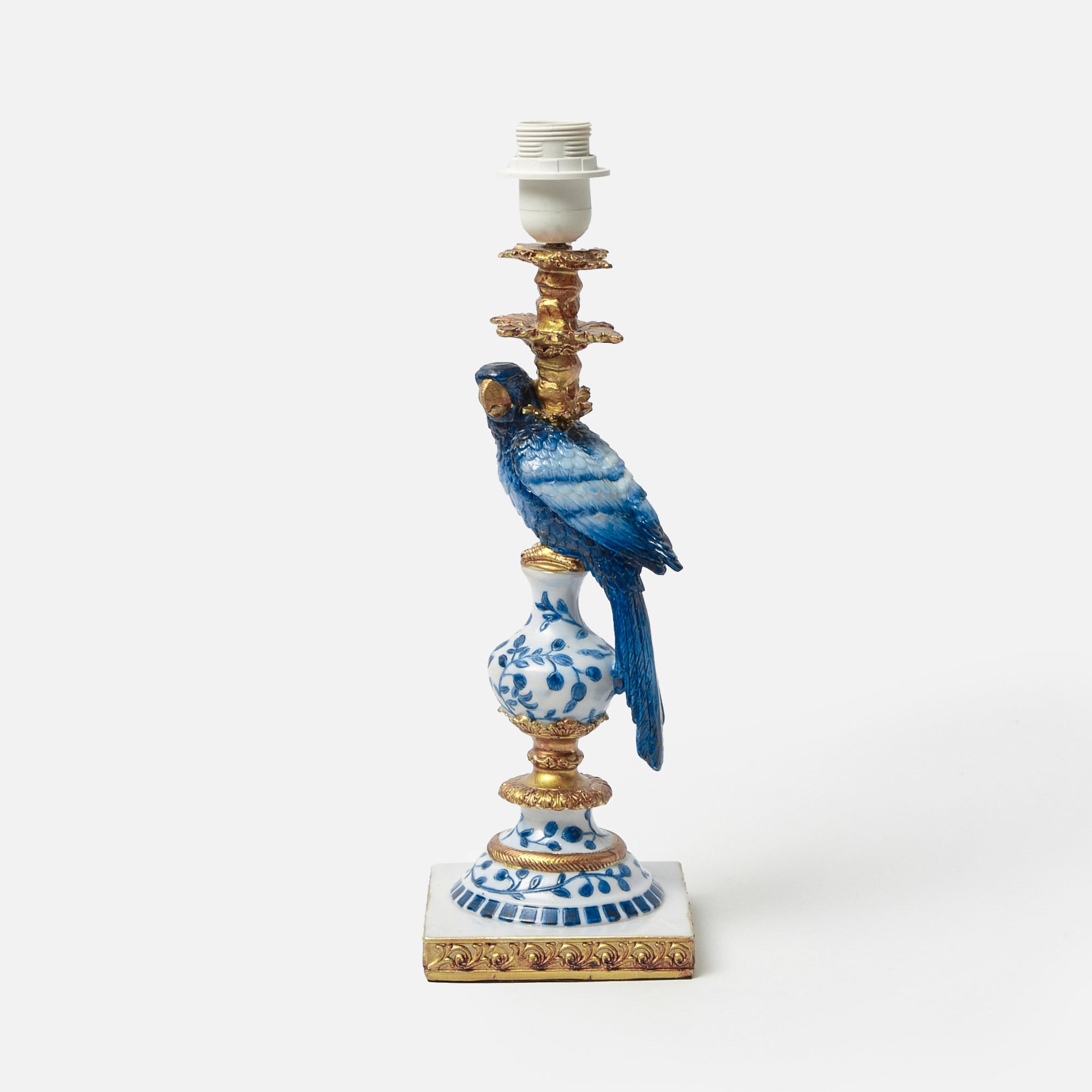 Blue Parrot Lamp with Blue Ikat Shade (30cm)