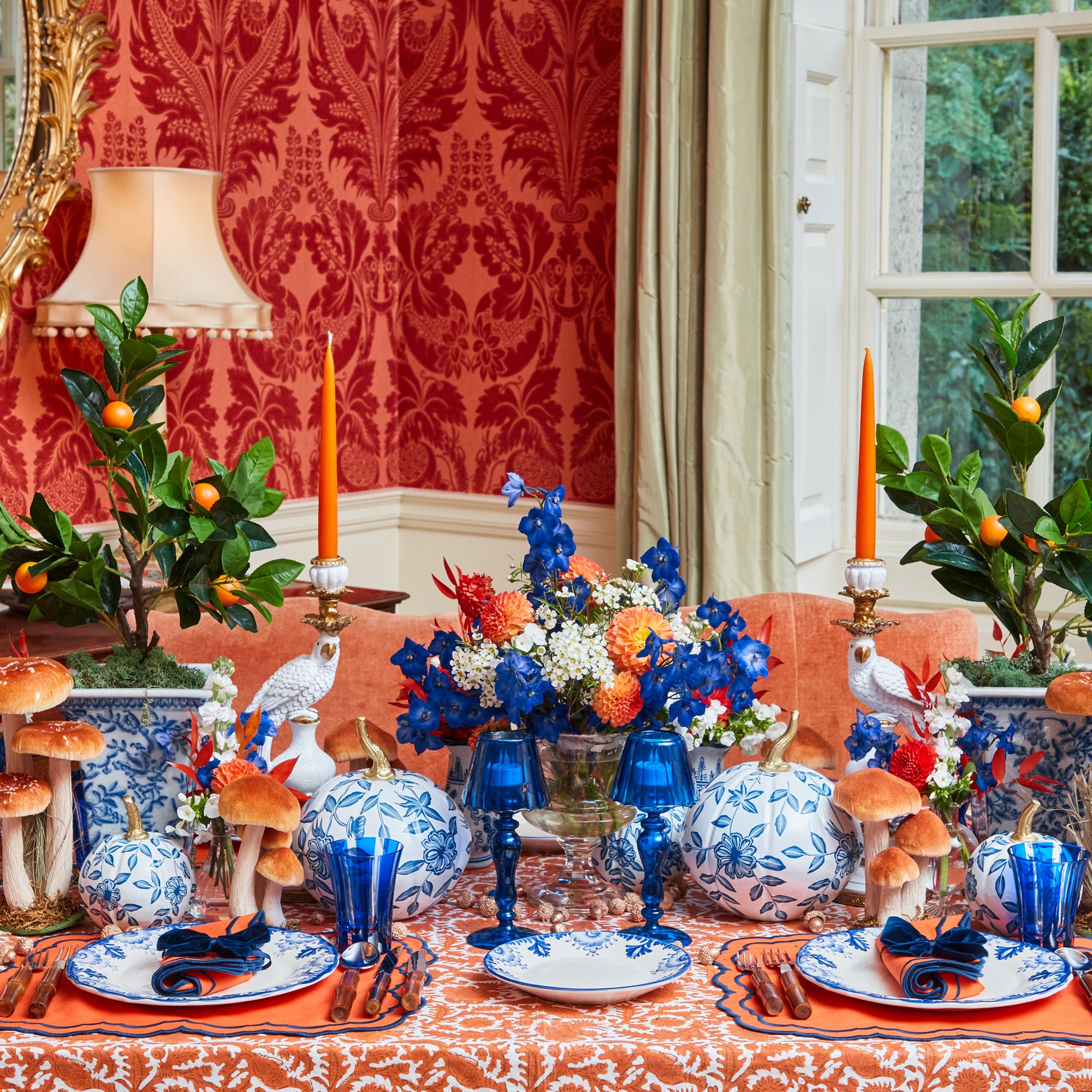 Collection of four elegant Royal Blue Positano glasses.