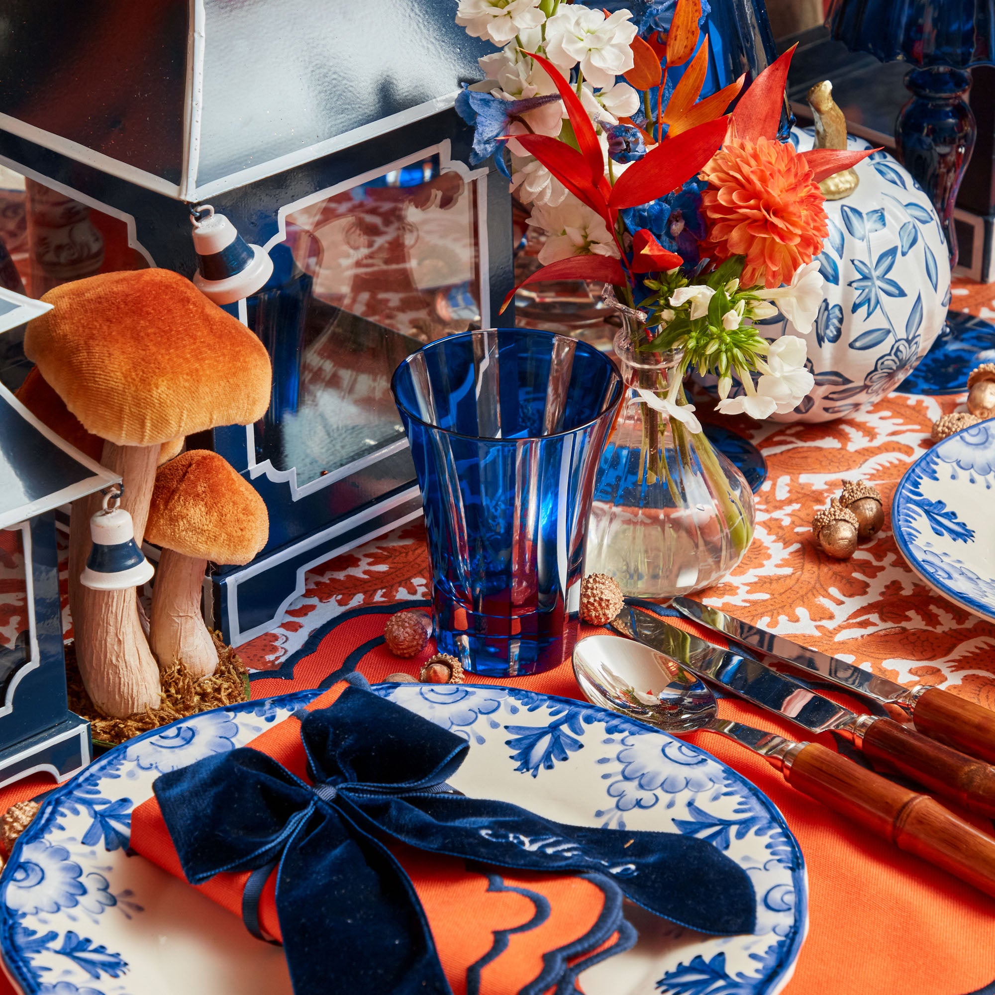 Quartet of Positano glasses in a stunning royal blue hue.