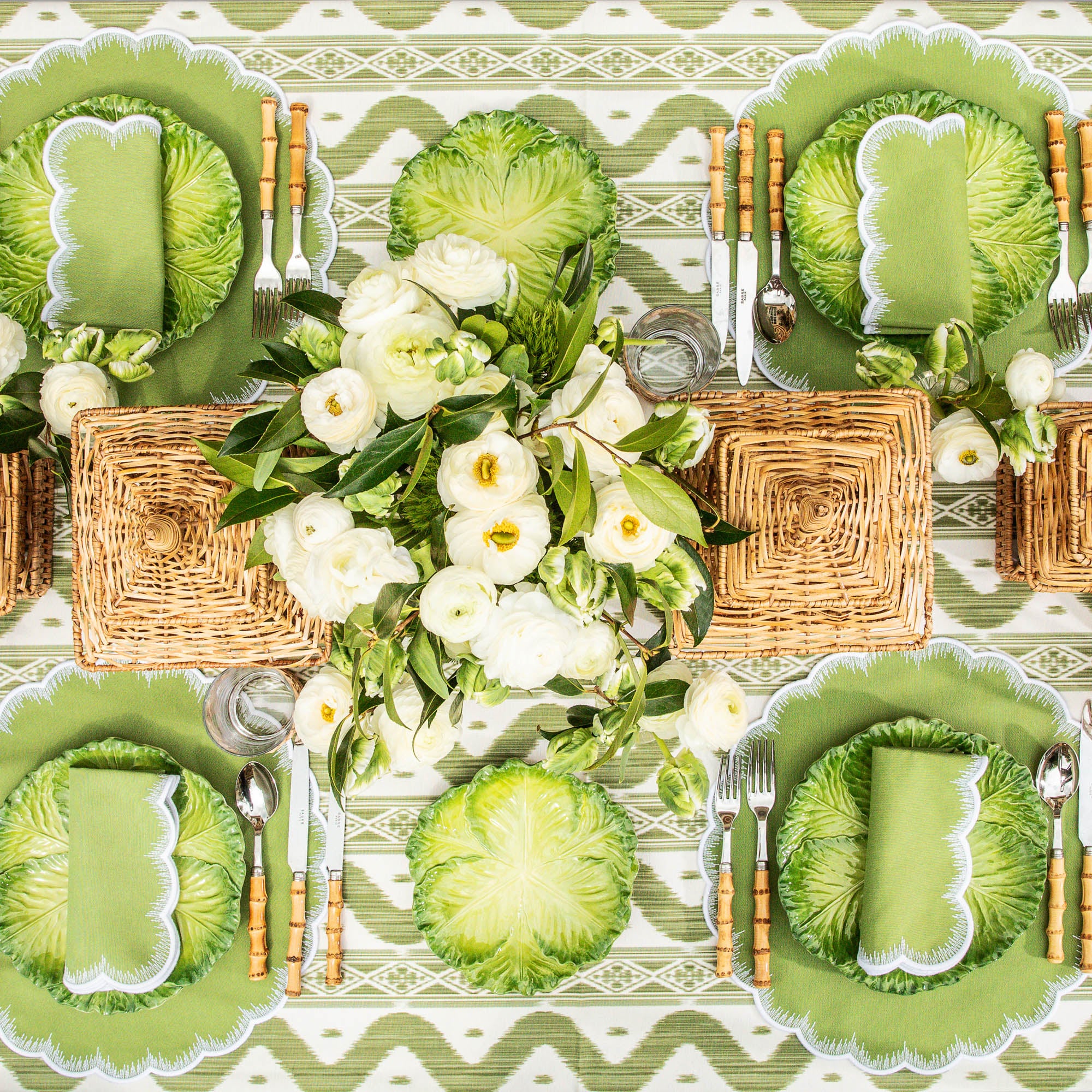 Apple Green Isabella Round Placemats (Set of 4)