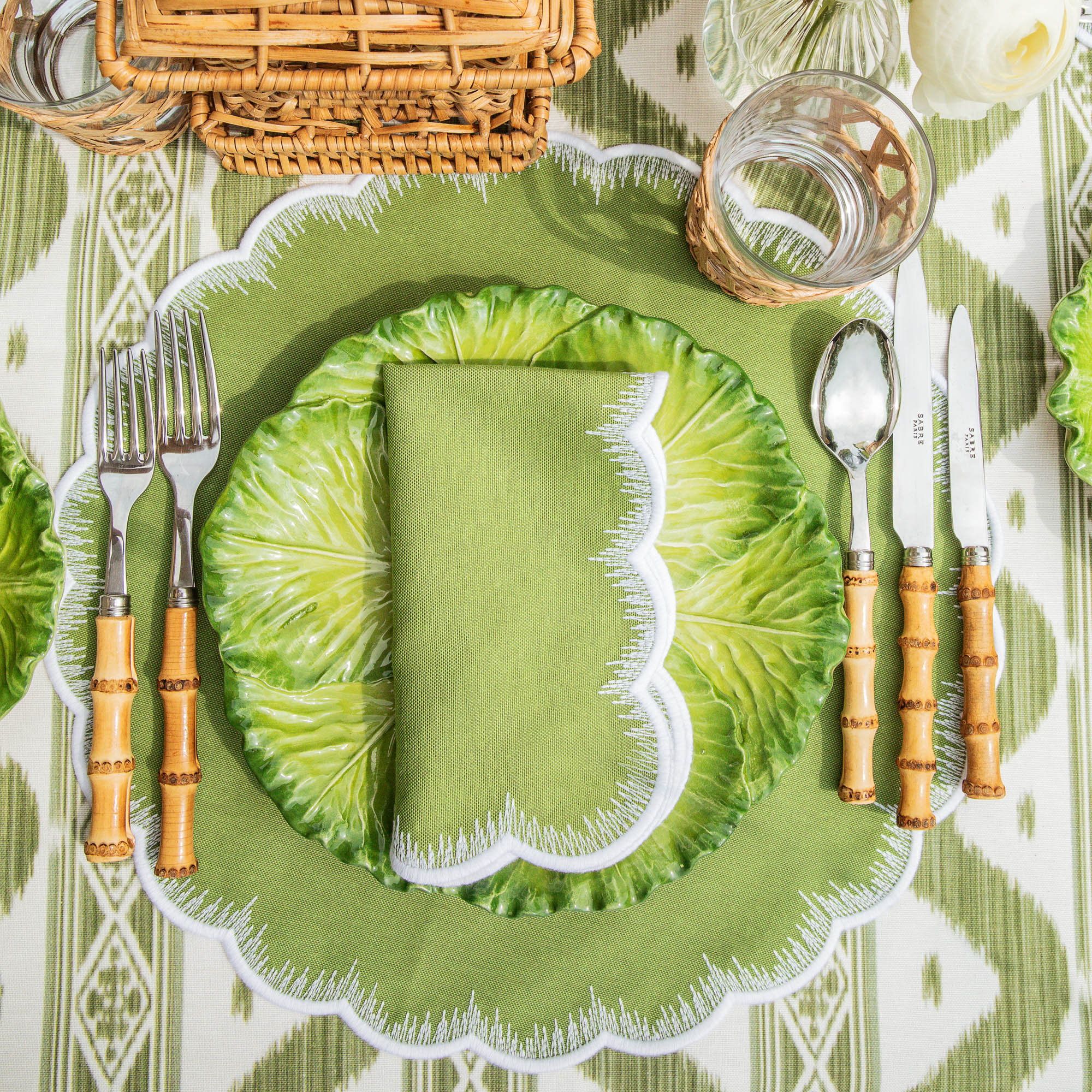 Apple Green Isabella Round Placemats (Set of 4)