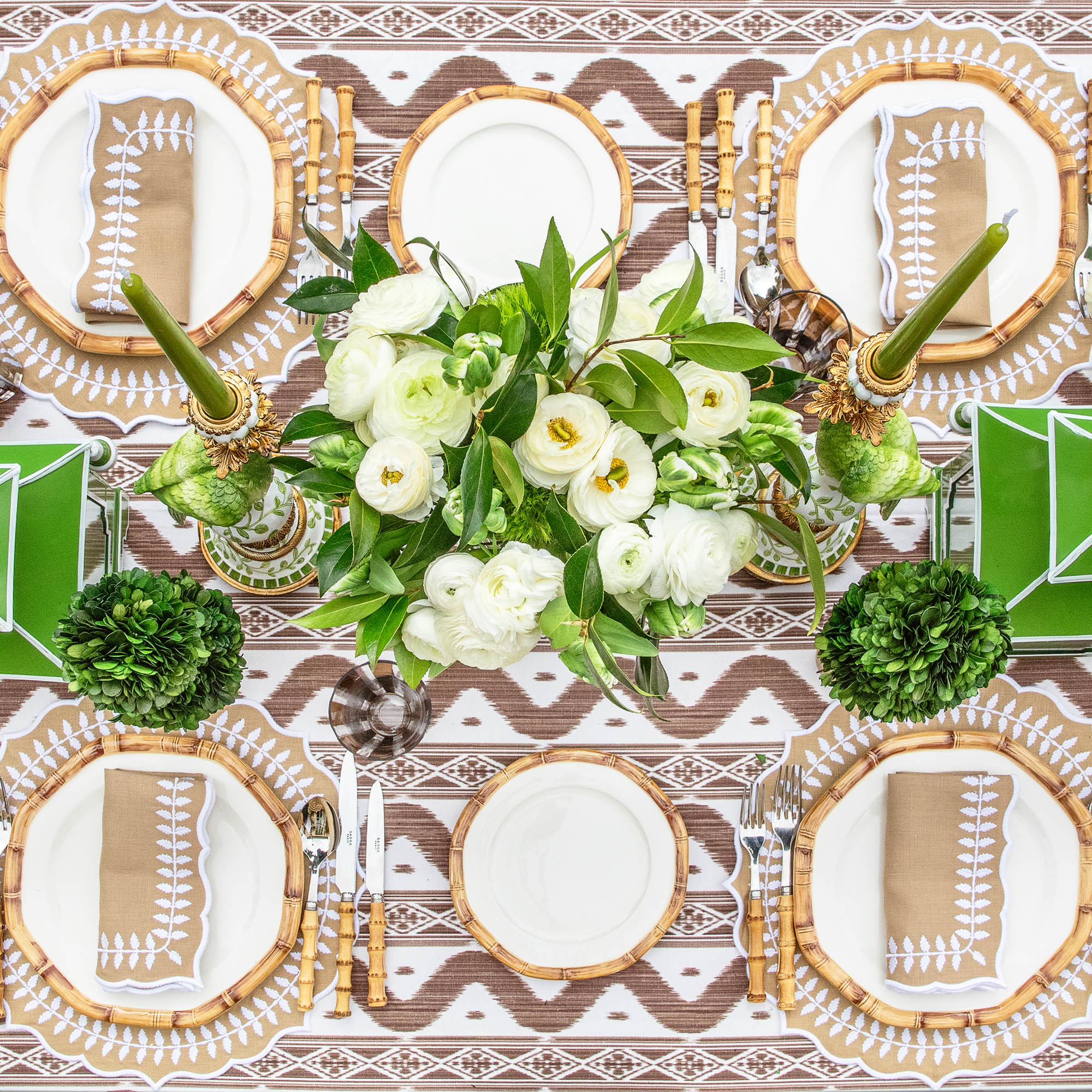 Chocolate Brown Ikat Tablecloth