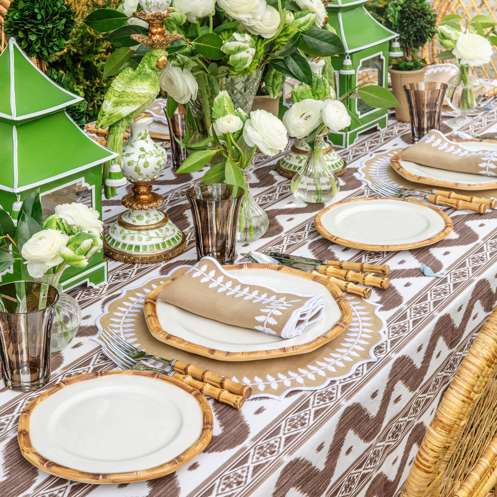 Chocolate Brown Ikat Tablecloth