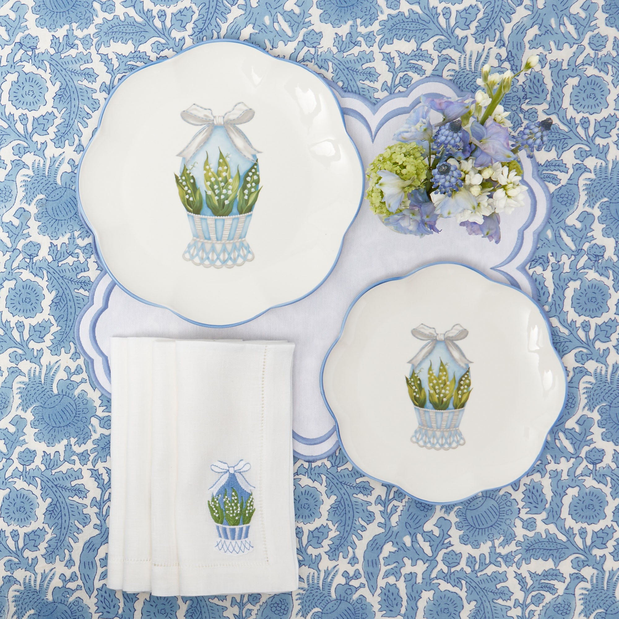 Scalloped Blue Easter Starter Plate