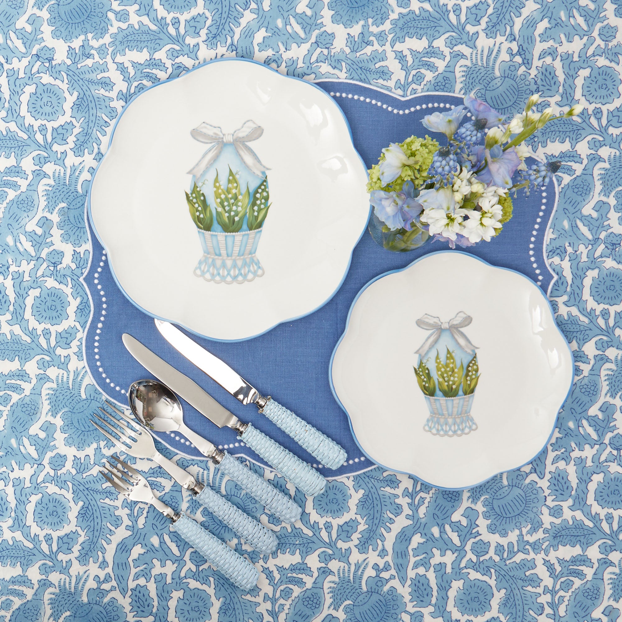 Scalloped Blue Easter Starter Plate