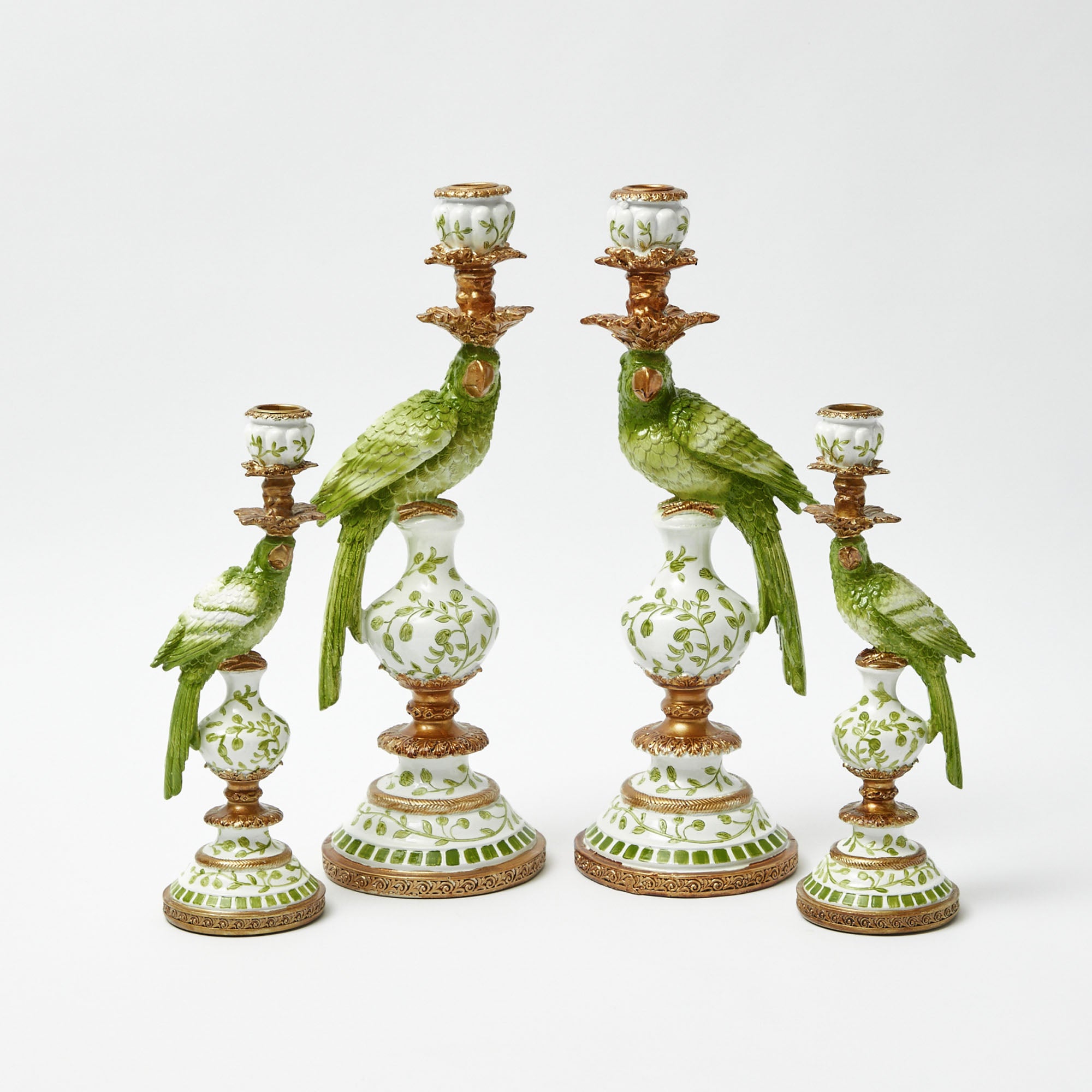 Green Parrot Candle Holder Set