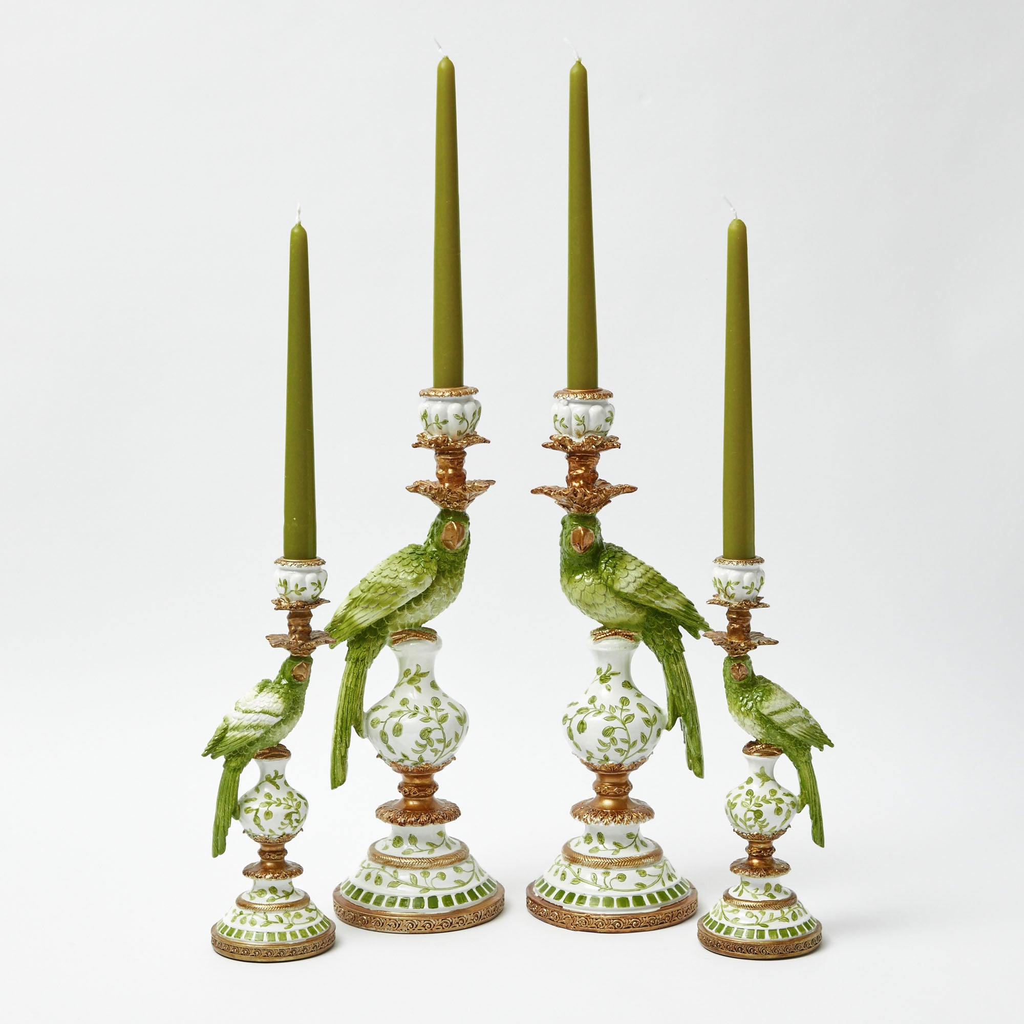 Green Parrot Candle Holder Set