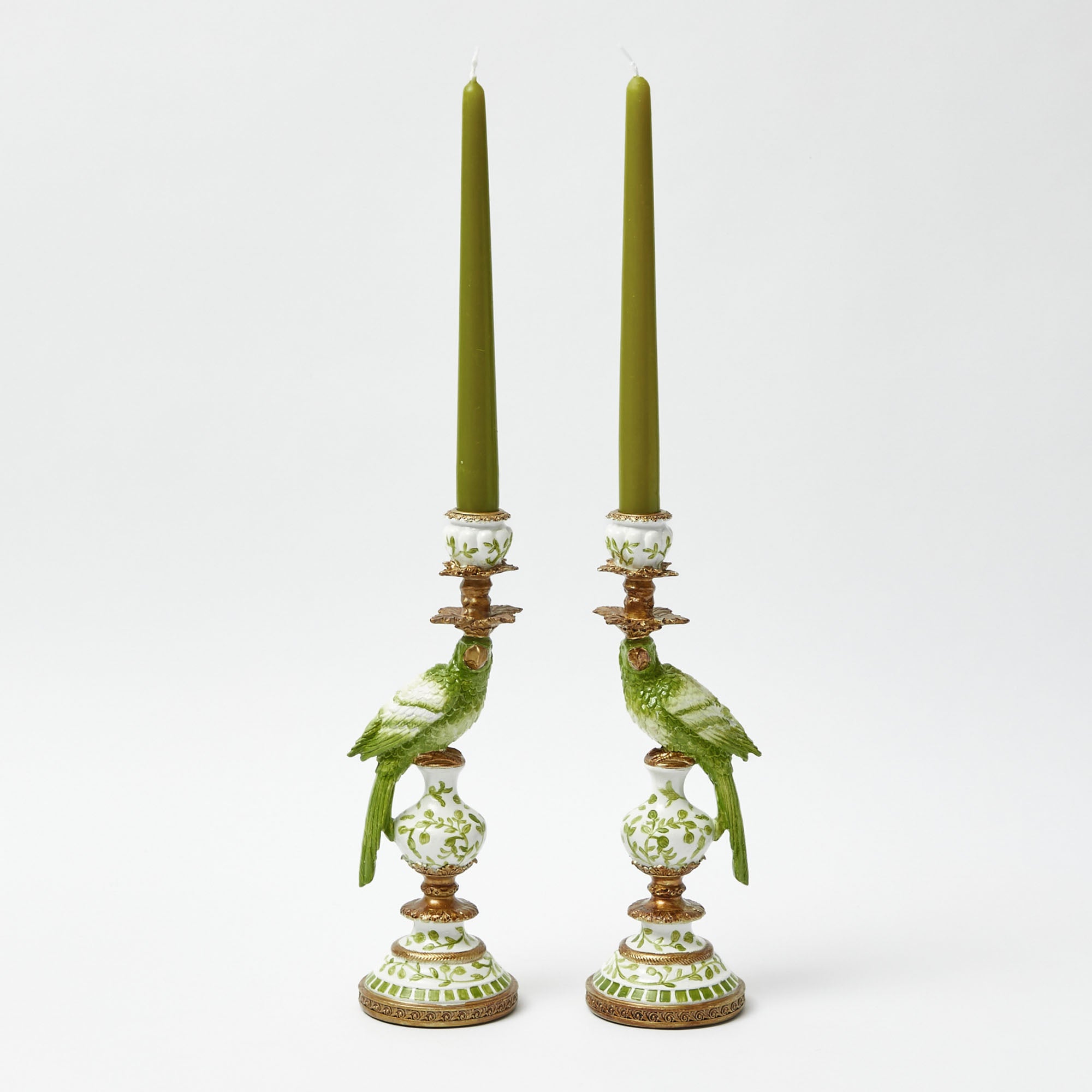 Small Green Parrot Candle Holders (Pair)