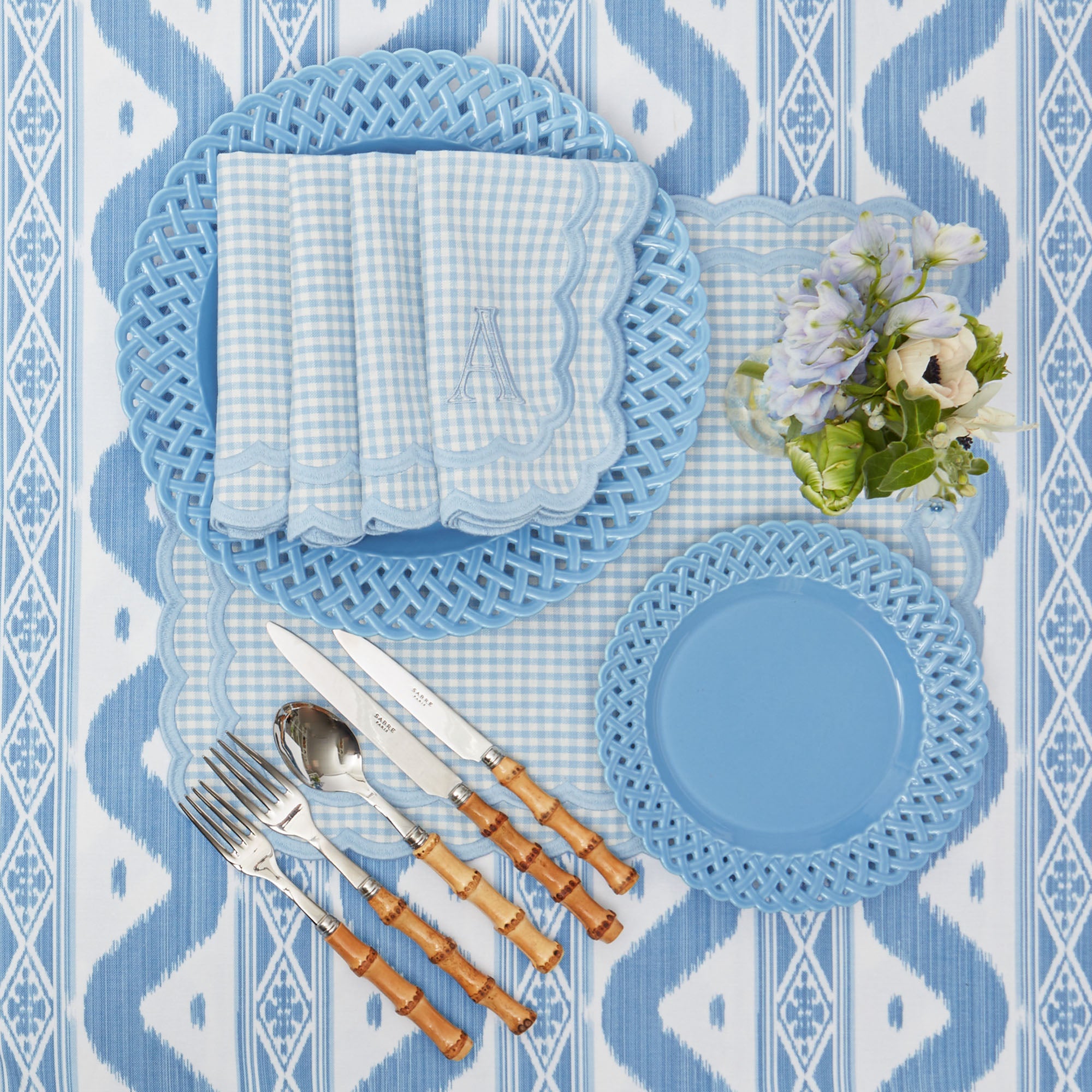 Blue Ikat Tablecloth