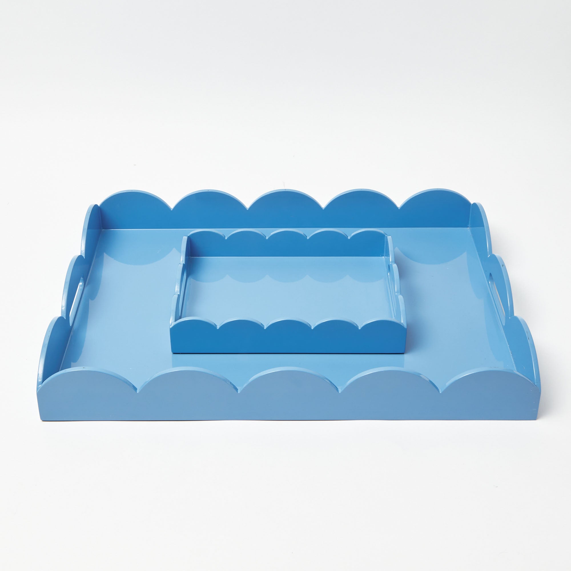 Small Blue Lacquer Scalloped Tray